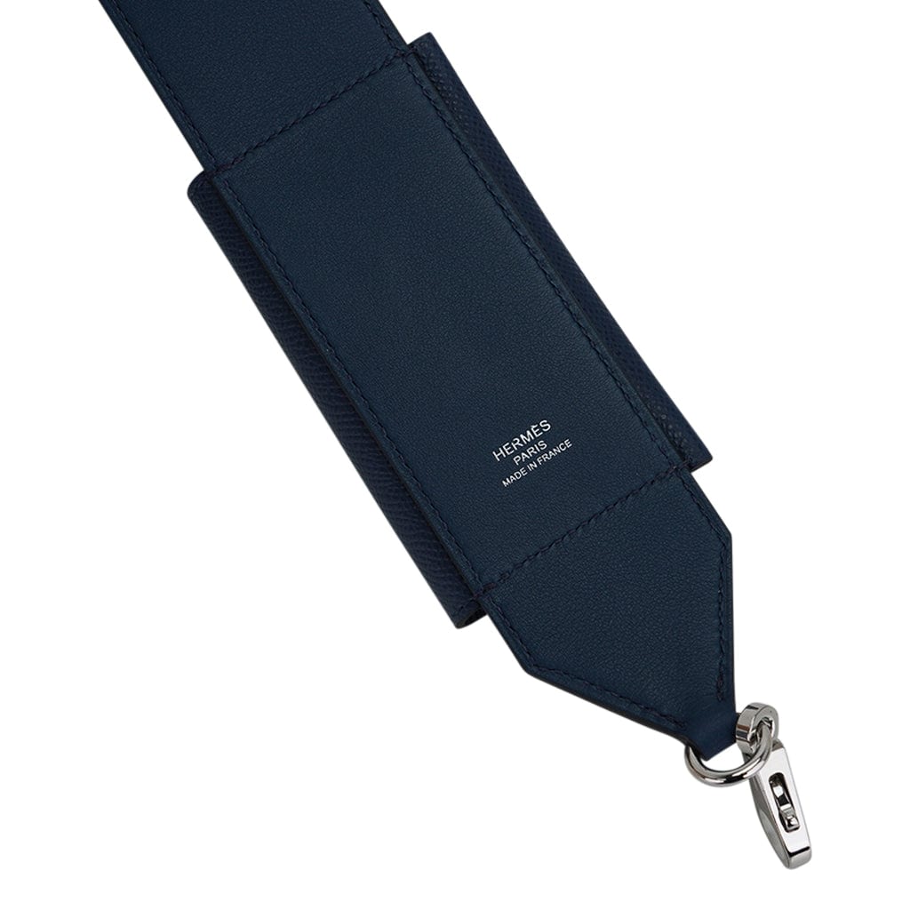 Hermes Kelly Pocket Shoulder Strap PM Blue Jean Palladium