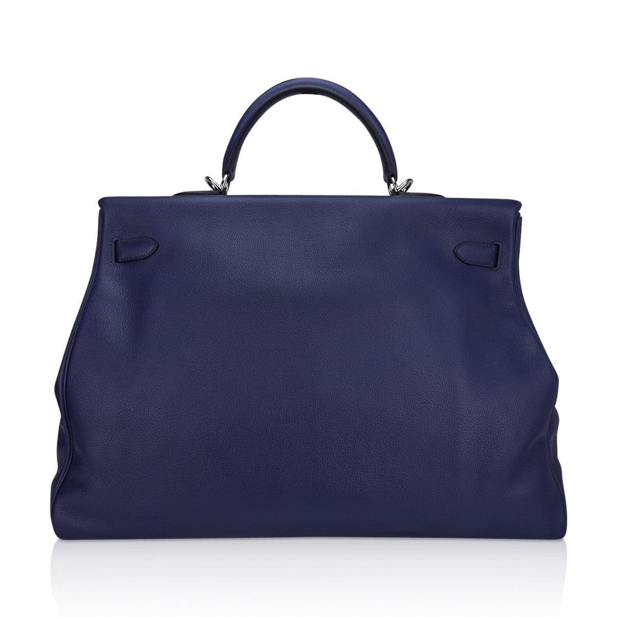 Hermes Kelly 50 Voyage Blue De Malte Bag Palladium Hardware Novillo Leather Limited Edition