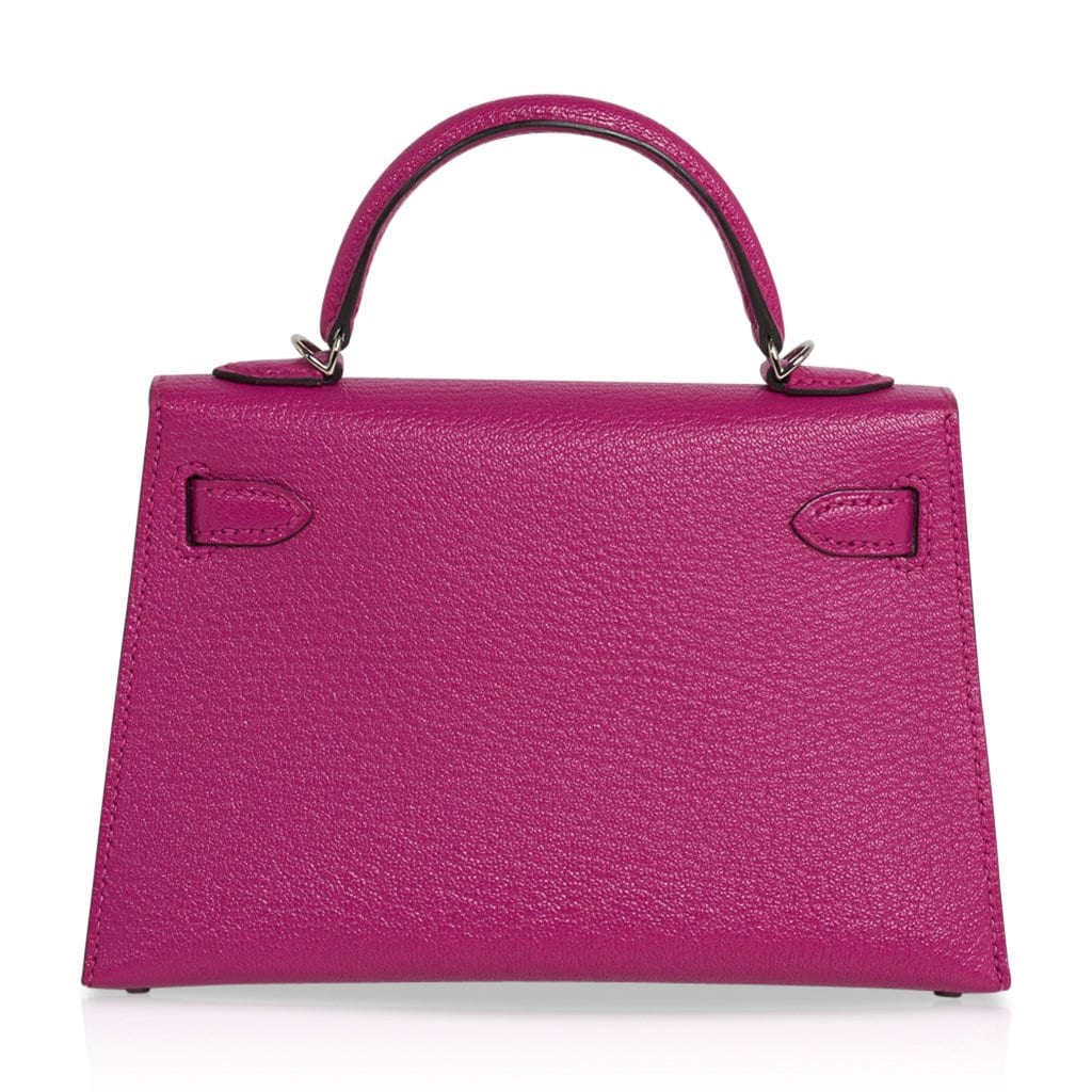 Hermes Mini Kelly Rose Pourpre - Veau madame/Lizard PHW For Sale