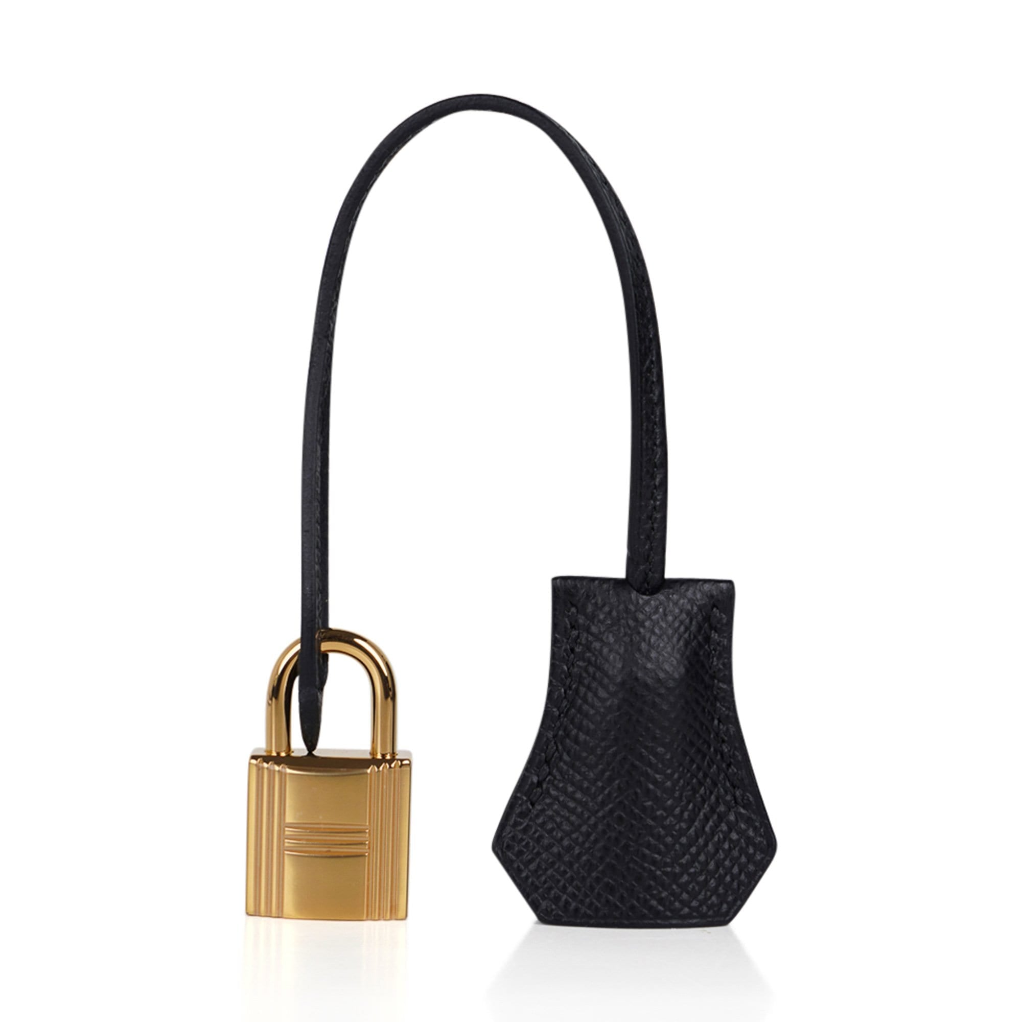 Hermes Kelly Sellier 25 Bag Black Epsom Gold Hardware New