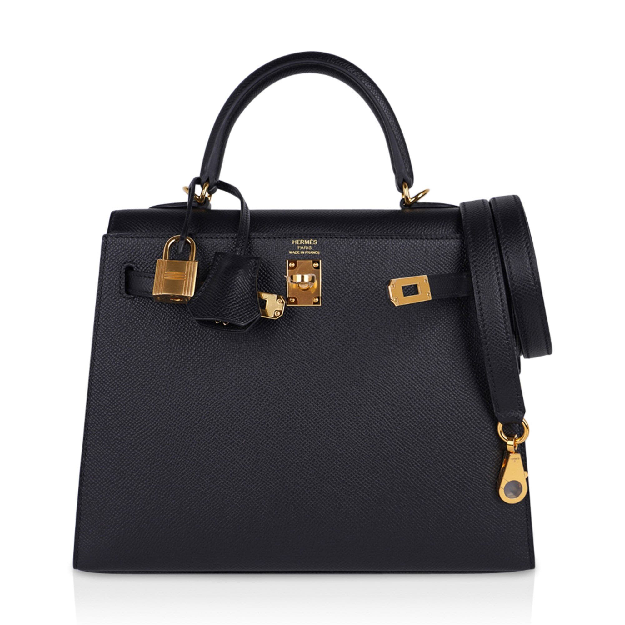 Hermès Kelly 25 In Vert De Gris Epsom Leather With Gold Hardware in Black