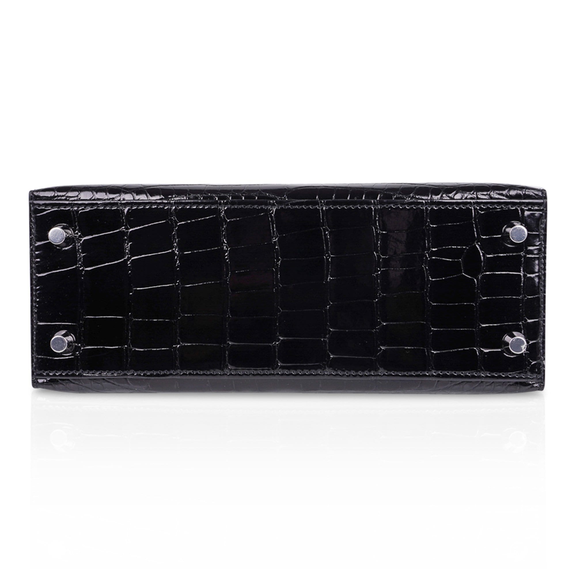 Hermès Kelly 25 Black Madame Leather/Alligator PHW - Kaialux
