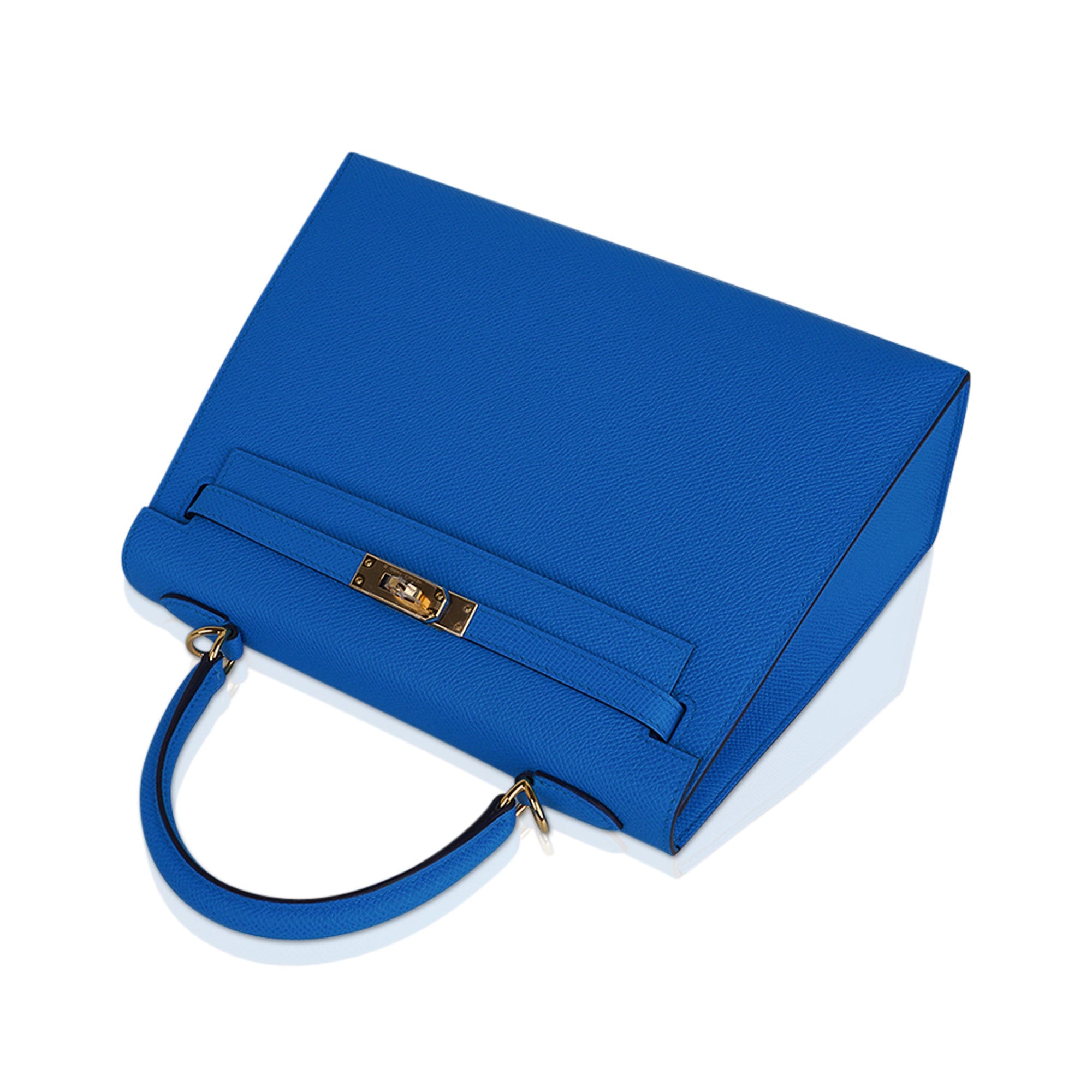 Hermes Kelly Sellier 25 Bleu Brume Epsom Gold Hardware – Madison Avenue  Couture