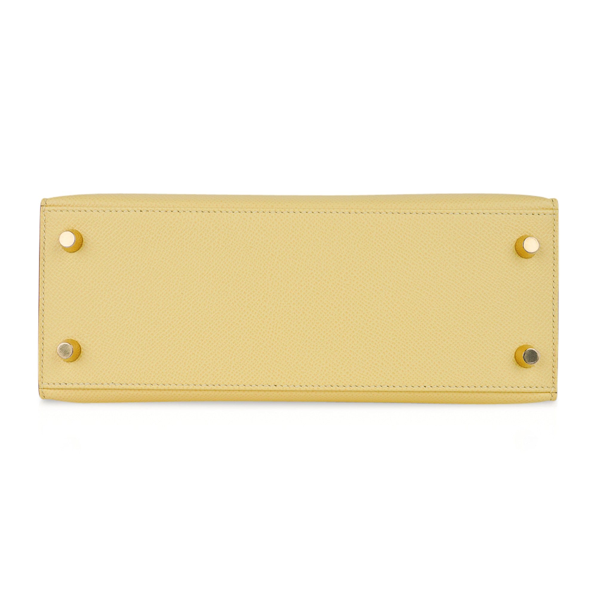 Hermes Kelly 25 Sellier Jaune Poussin Epsom Gold Hardware