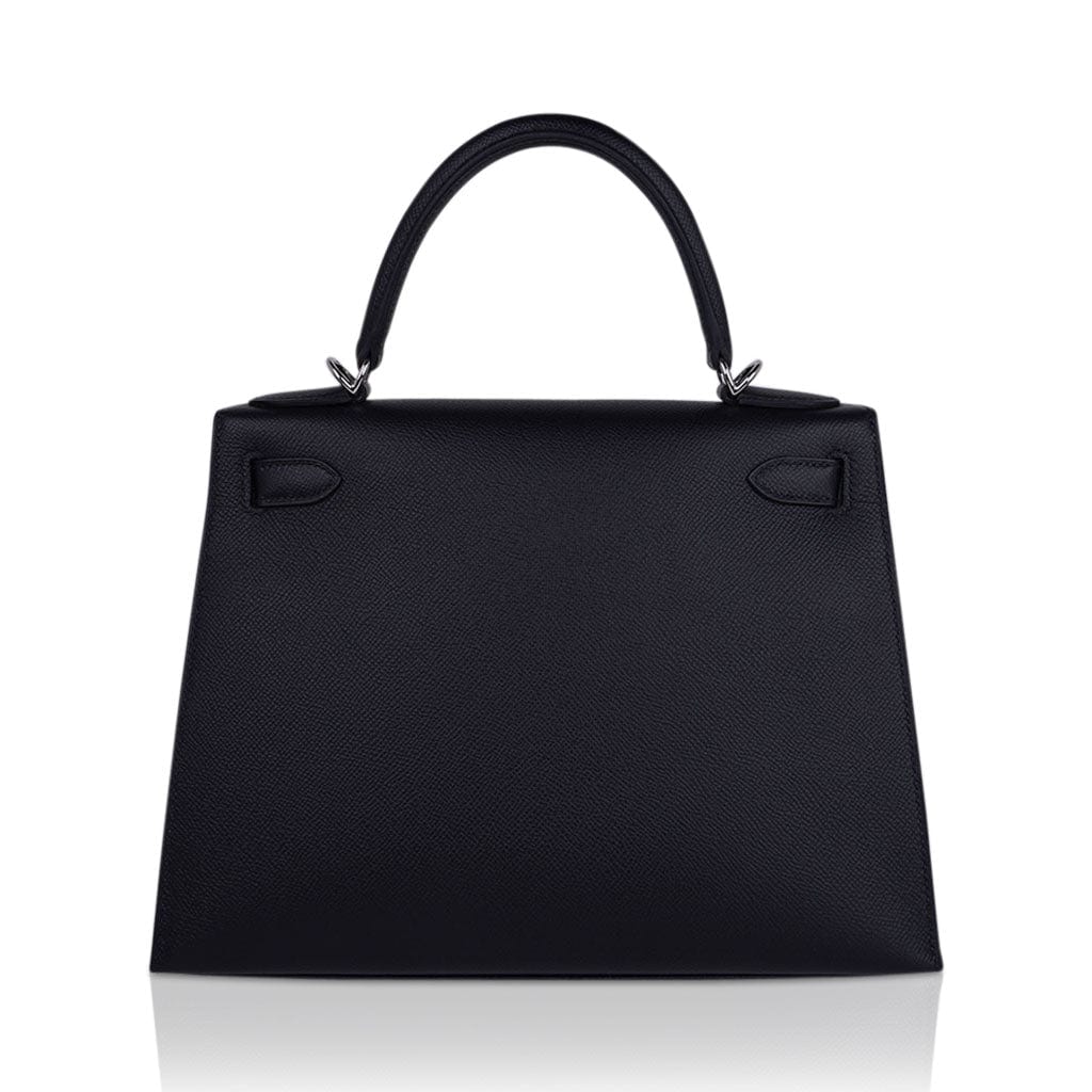 Hermes Kelly 28 Sellier Black Palladium Hardware Epsom Leather Bag