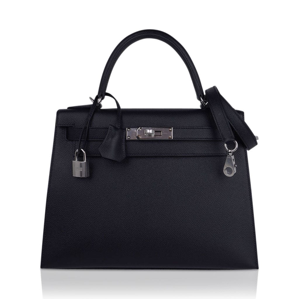 Hermes Kelly 28 Sellier Black Palladium Hardware Epsom Leather Bag