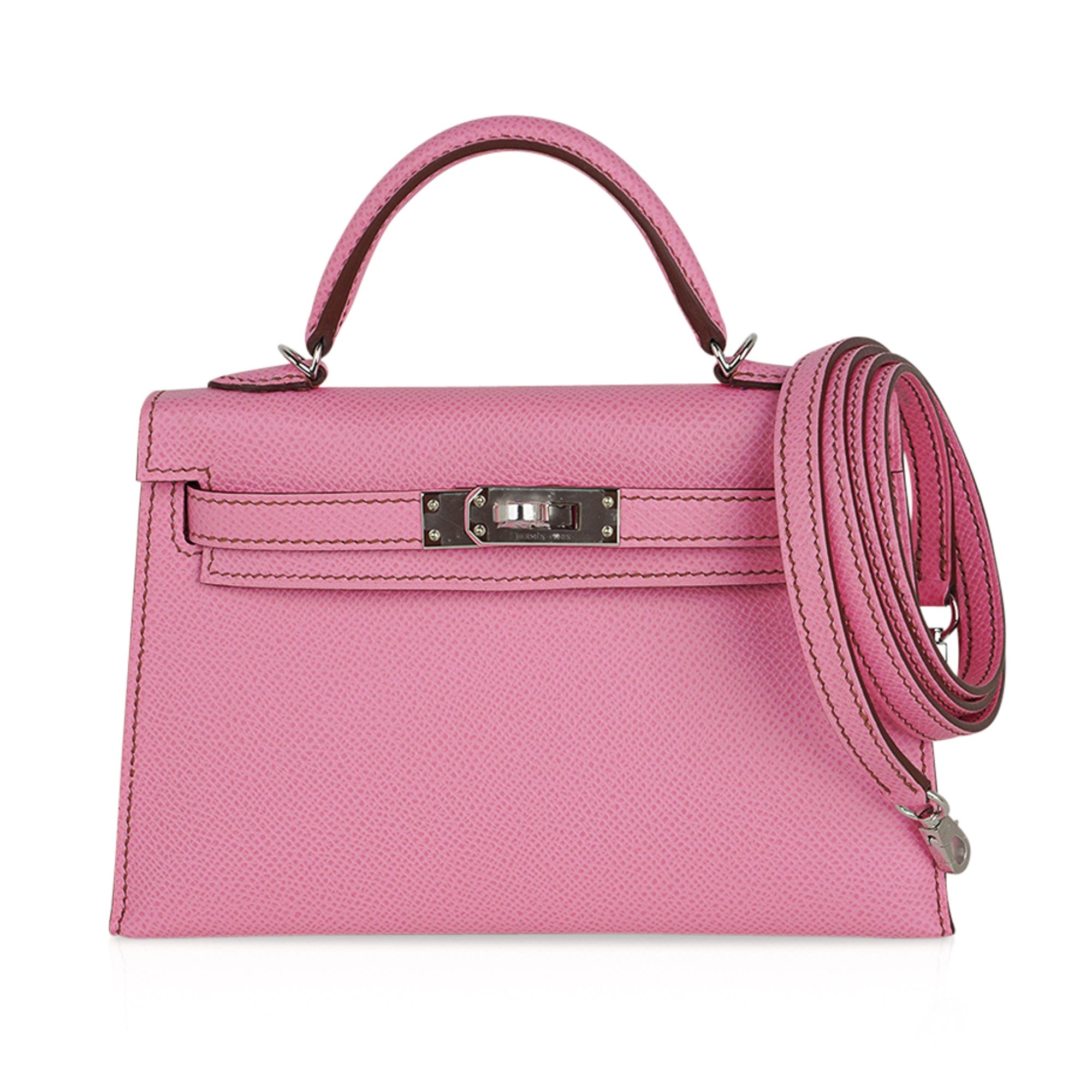 Hermes Mini Kelly 20 Sellier Bag in 5P Pink Bubblegum Epsom Leather with Palladium Hardware
