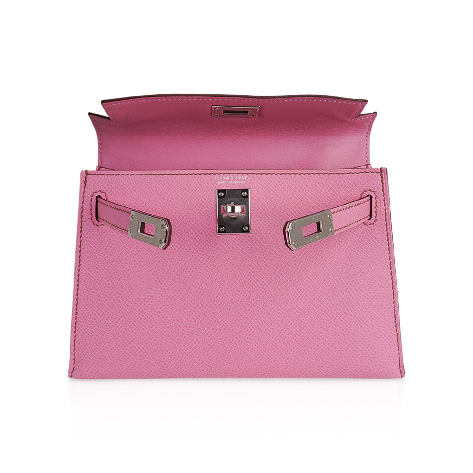 Hermes Bubblegum 5P Pink Epsom Kelly Wallet Clutch Palladium