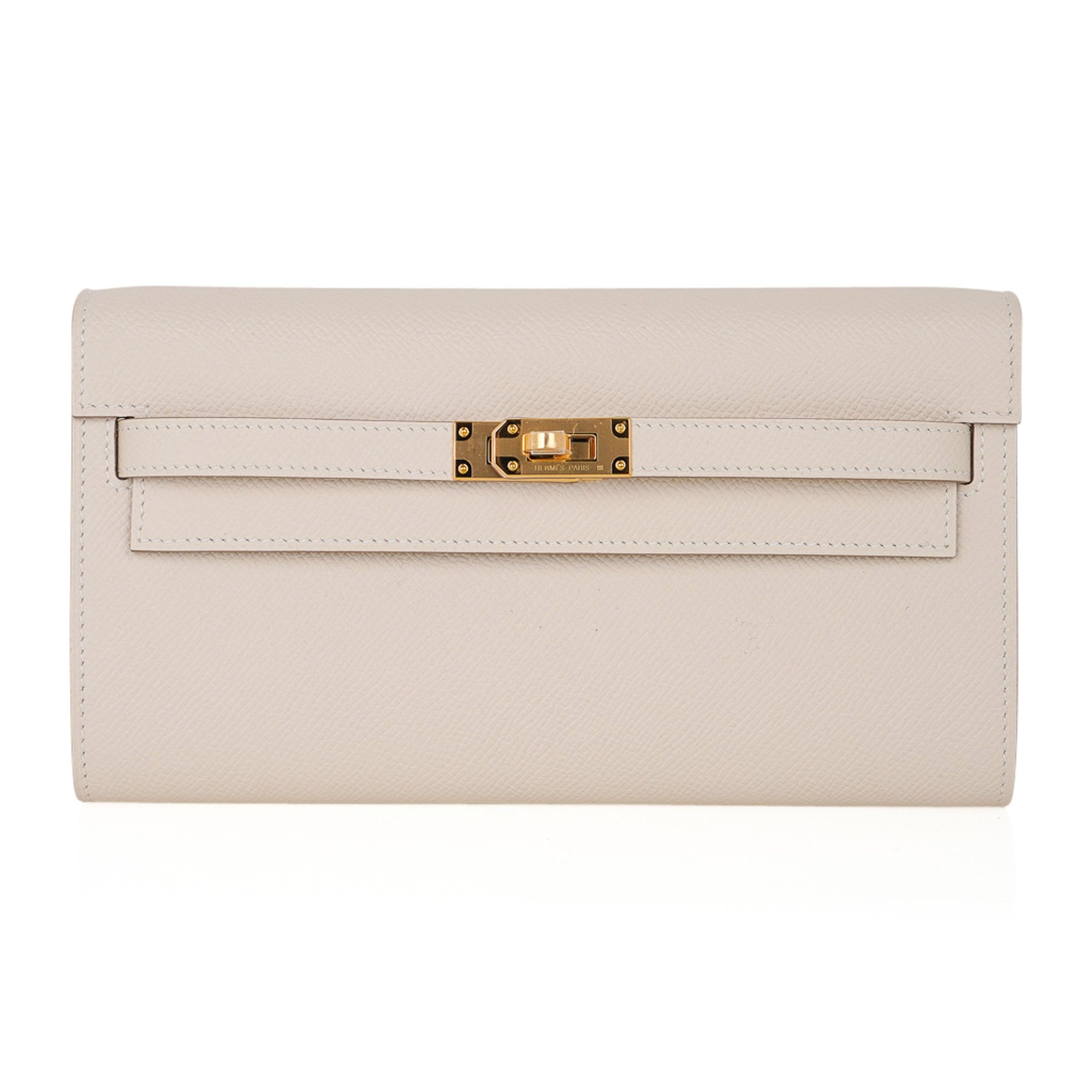 Kelly Classique To Go Wallet Craie Epsom Gold Hardware