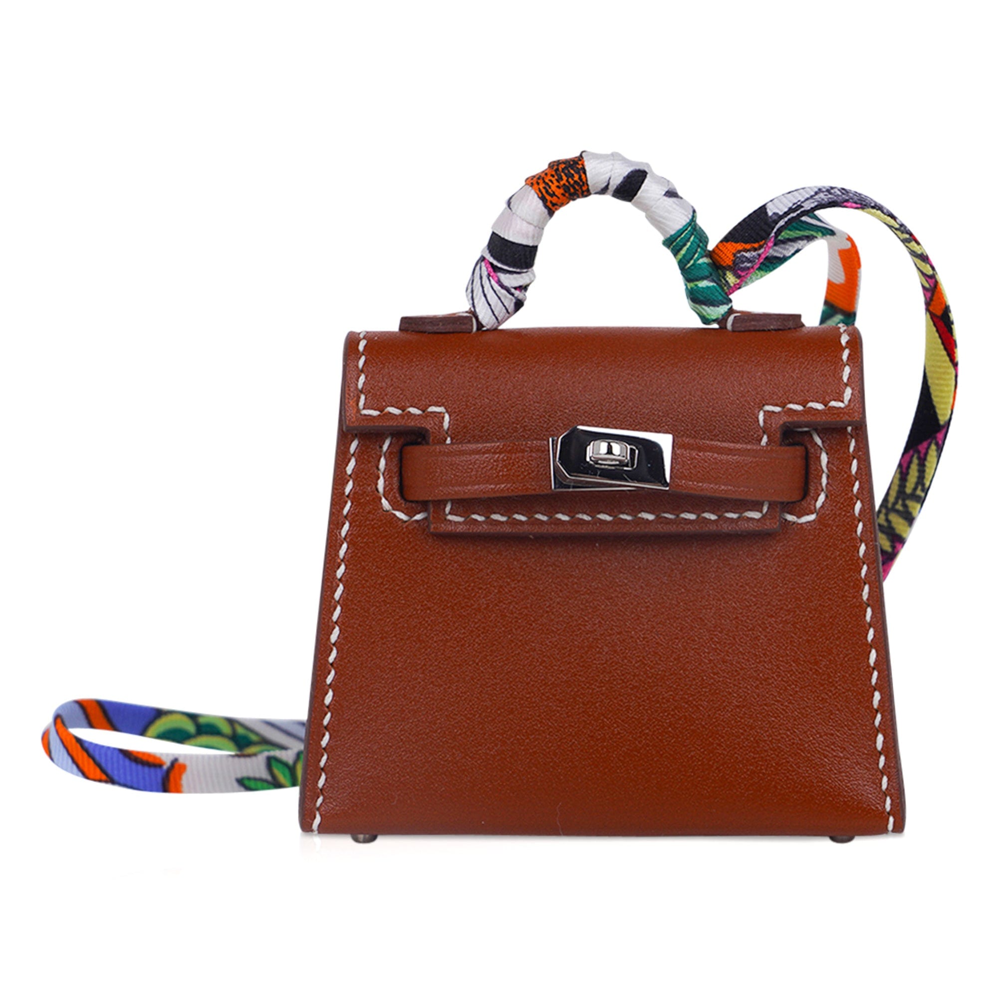 Hermes Charm Shopping Bag Orange Sac Birkin Kelly Box… - Gem