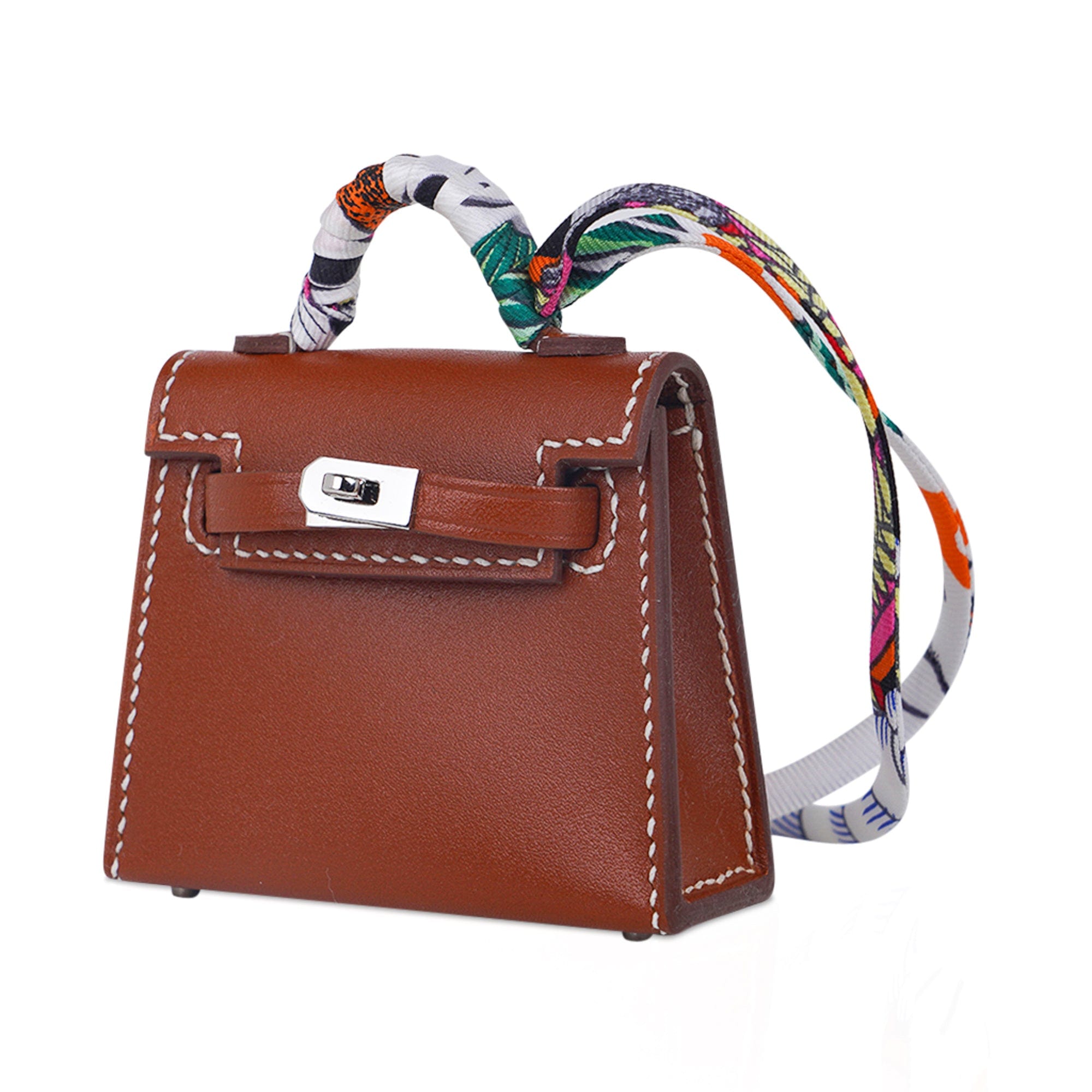 UNUSED HERMES Y Mini pouch KellyTwilly Strap Bag accessories charm  Tadelakt/silk