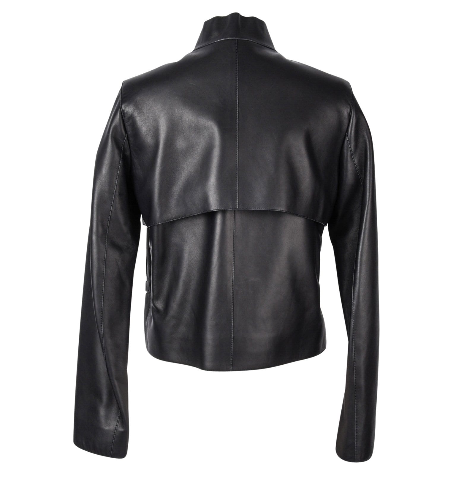 Hermes Jacket Black Layered Lambskin Leather Clou de Selle Snaps 38 / 8 new
