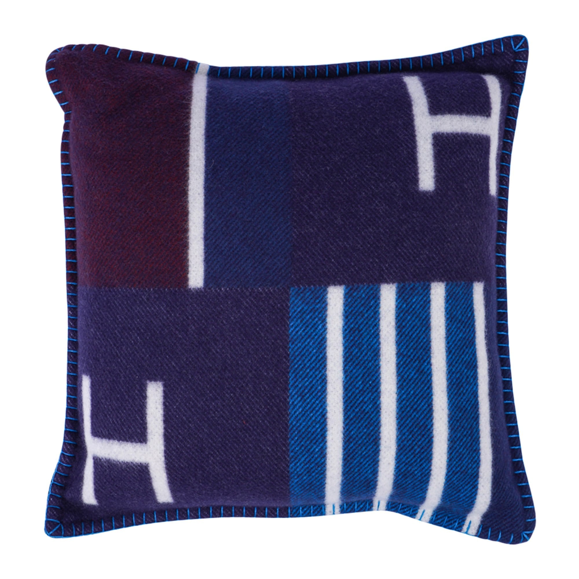 Hermes Cushion Avalon Vibration Blue Marine Small Model Throw Pillow Set of Two