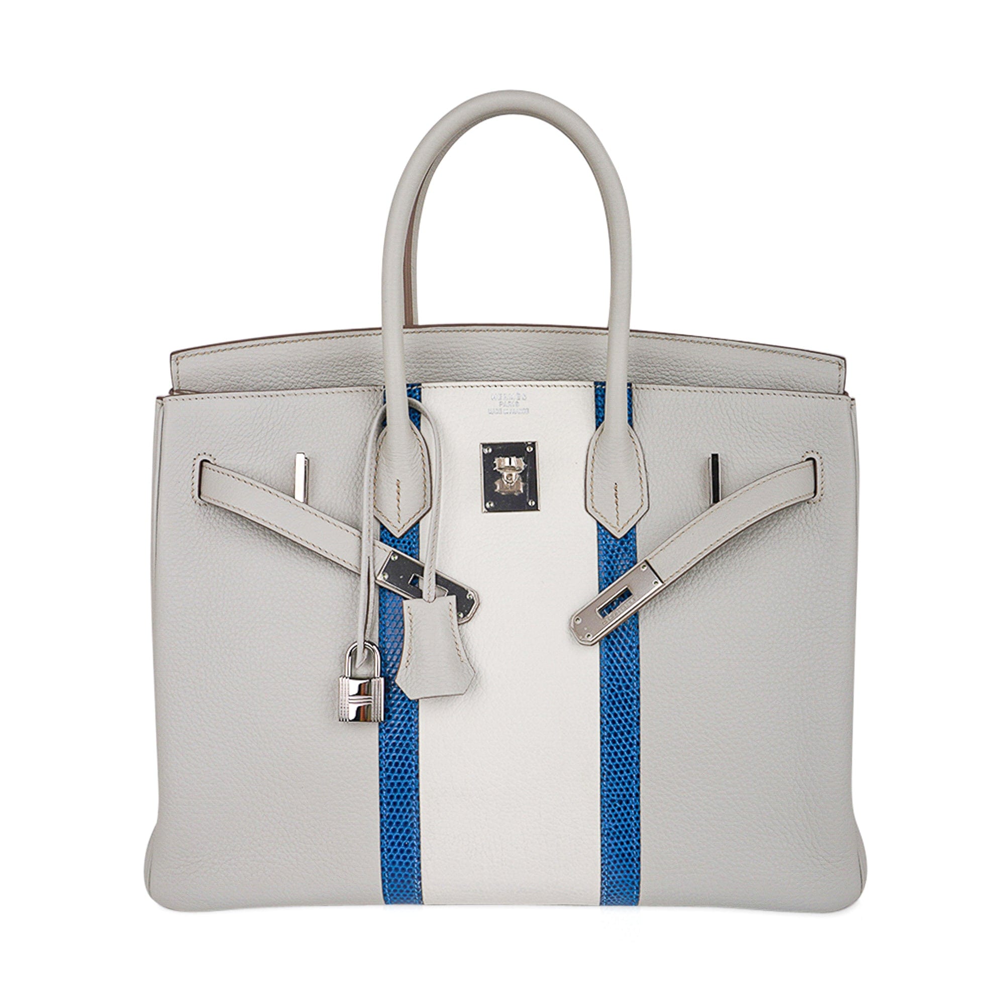 Hermes Blanc (White) & Gris Asphalt Mini Kelly II 20 cm Bag Pochette Clutch