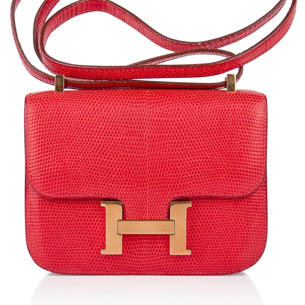 Hermes Micro Constance Bag Rouge Lizard Gold Hardware Limited Edition Very Rare