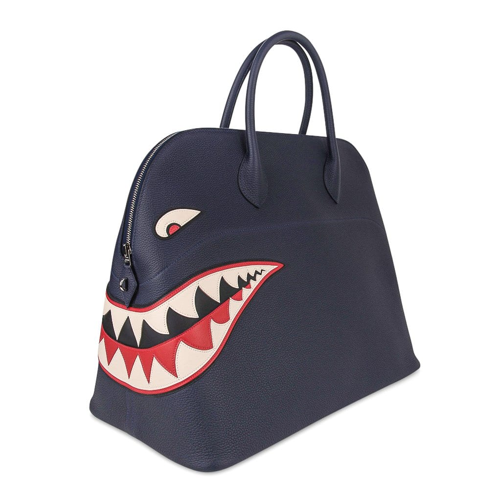 Limited Edition Hermes Blue Bolide Shark Monster Bag For Sale at 1stDibs