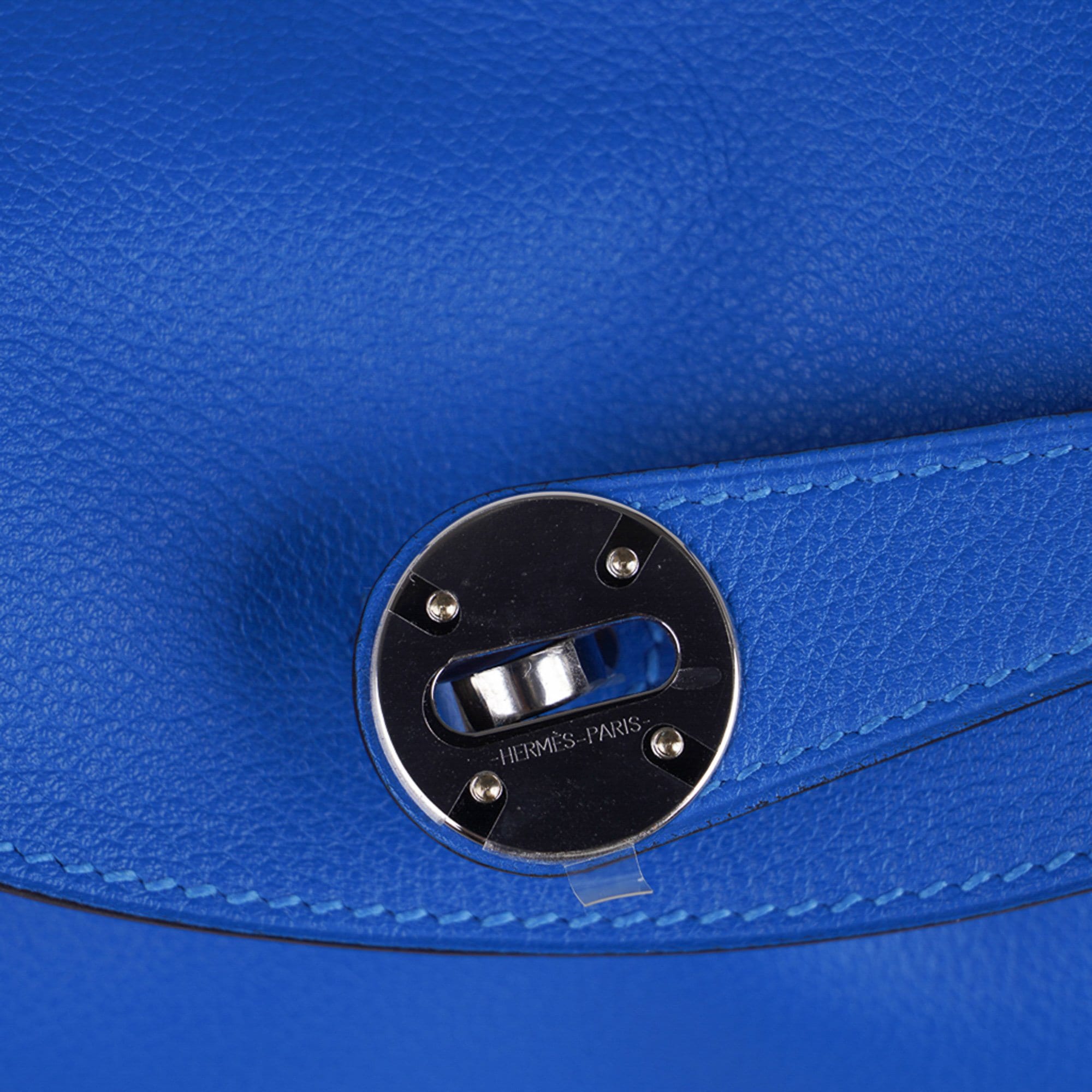 HERMES Small Bag PLUME 28 ZANZIBAR Blue EVERCOLOR LEATHER PALLADIUM NEW  HandBag