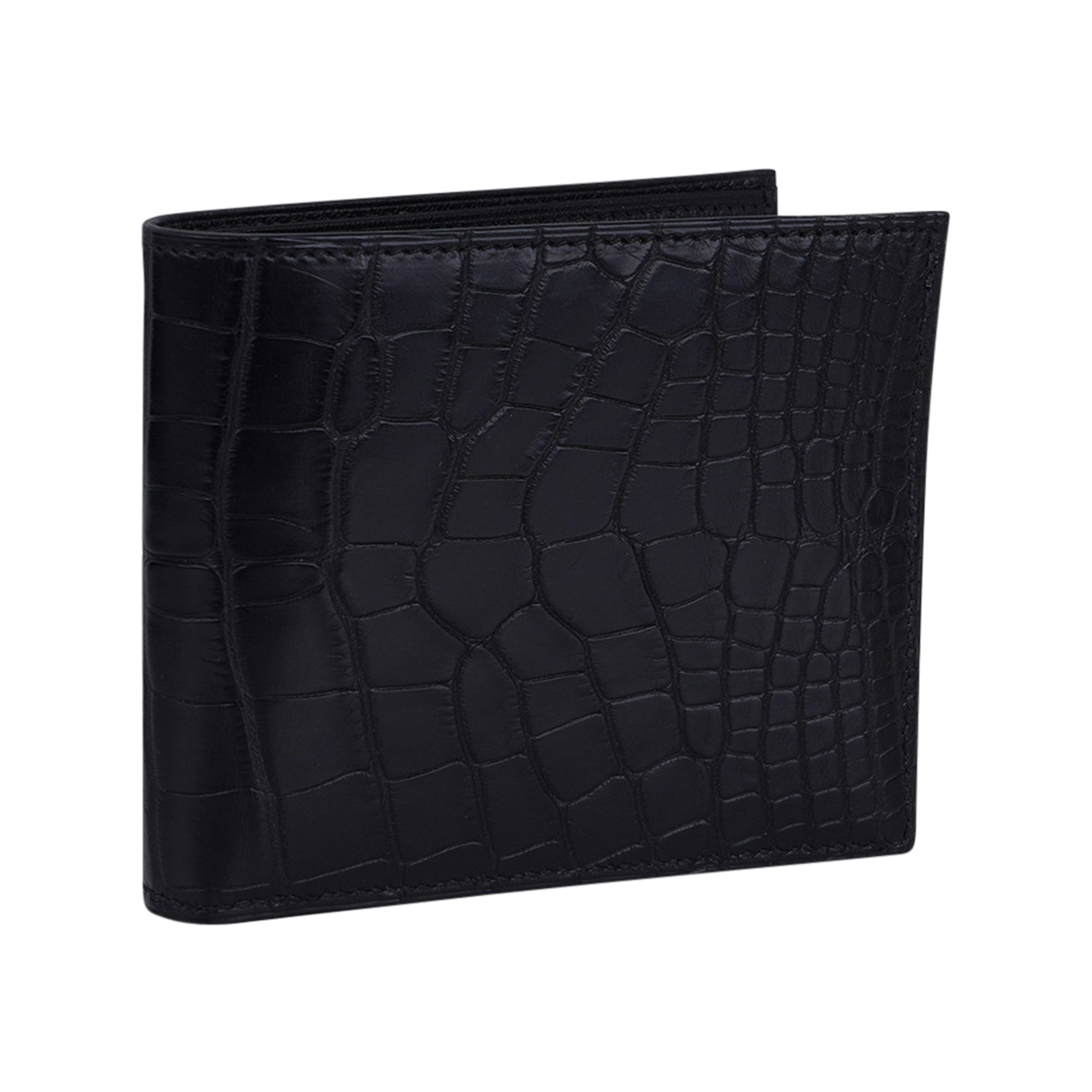 Hermes Wallet Portefeuille MC2 Copernic Black Matte Alligator New w/ Box