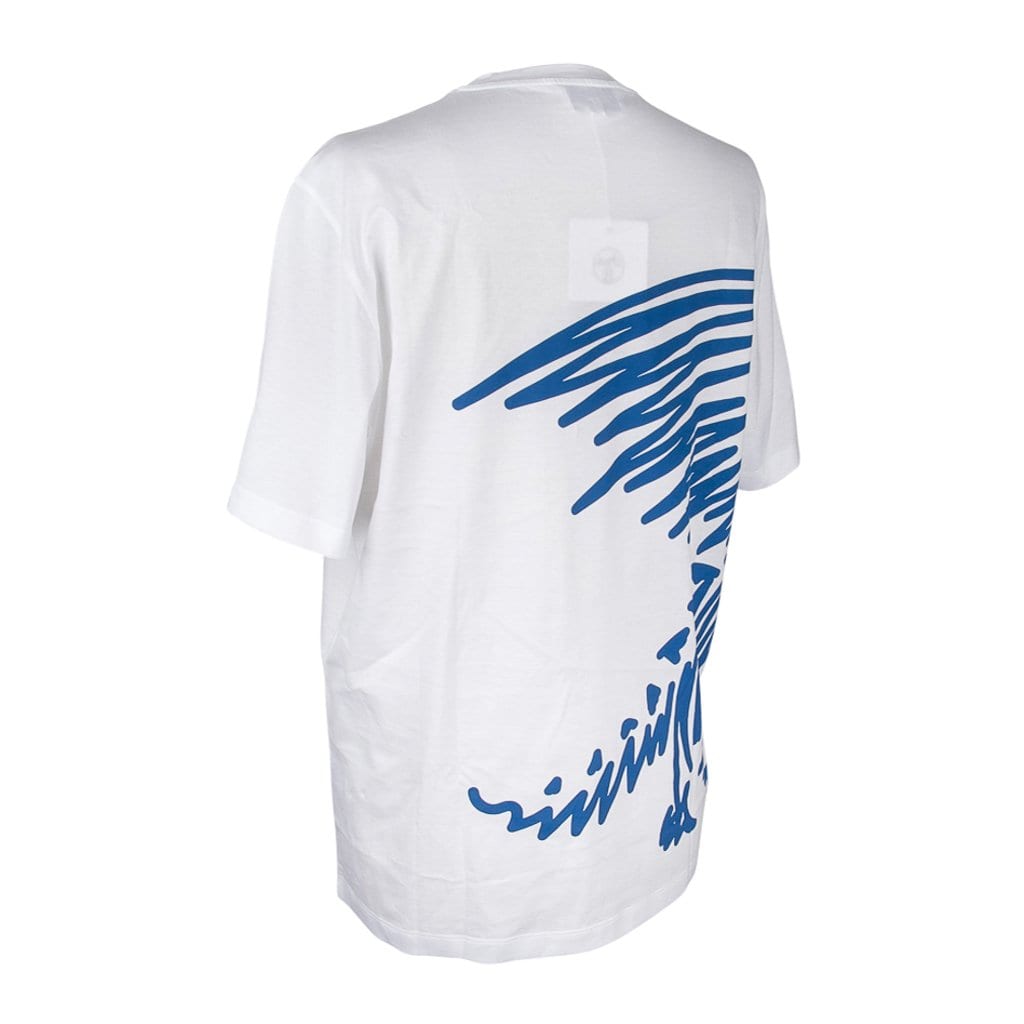Hermes Men's T-Shirt Blanc w/ Blue Dragon M New w/ Box