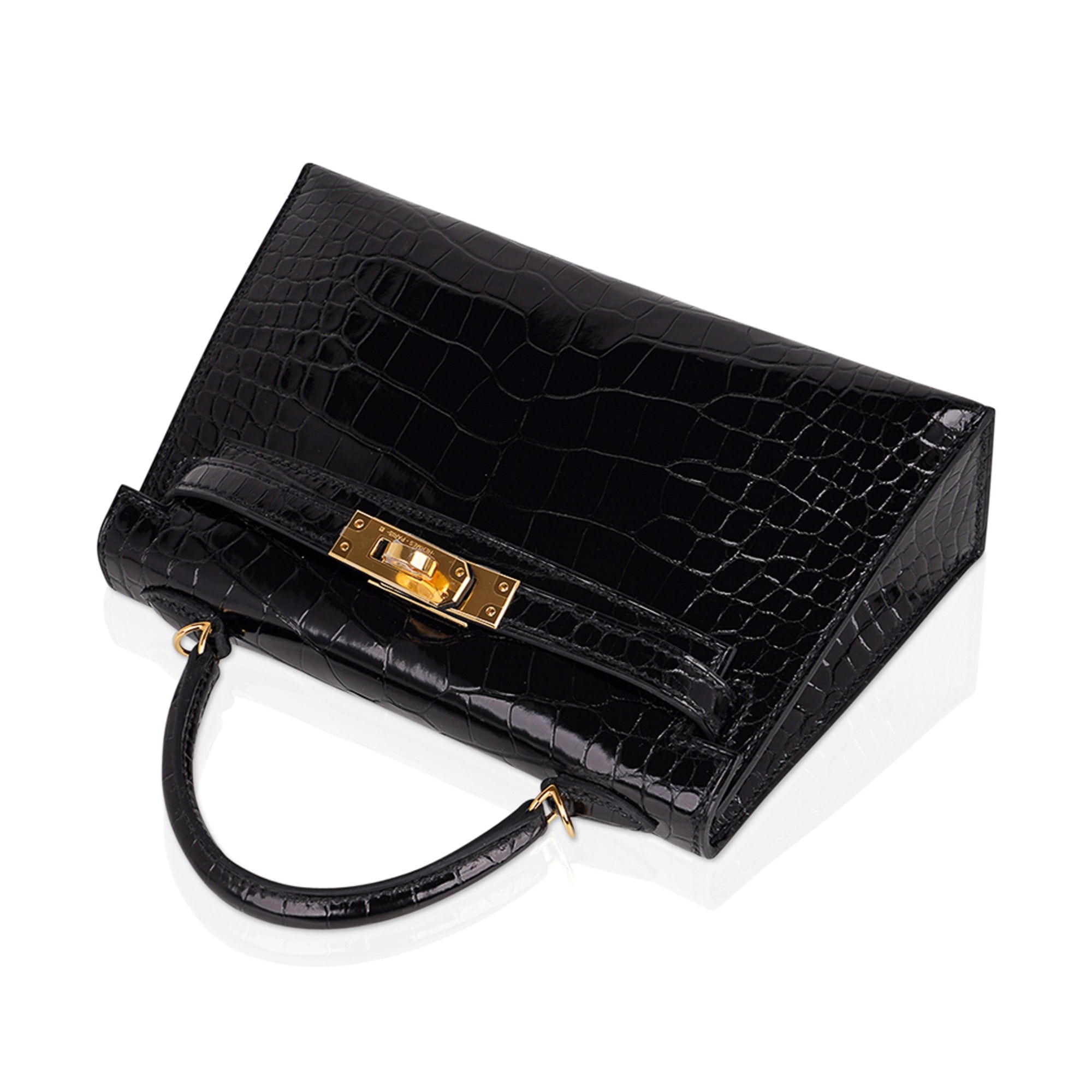 Hermes Kelly 20 Mini Sellier Bag Black Alligator Gold Hardware