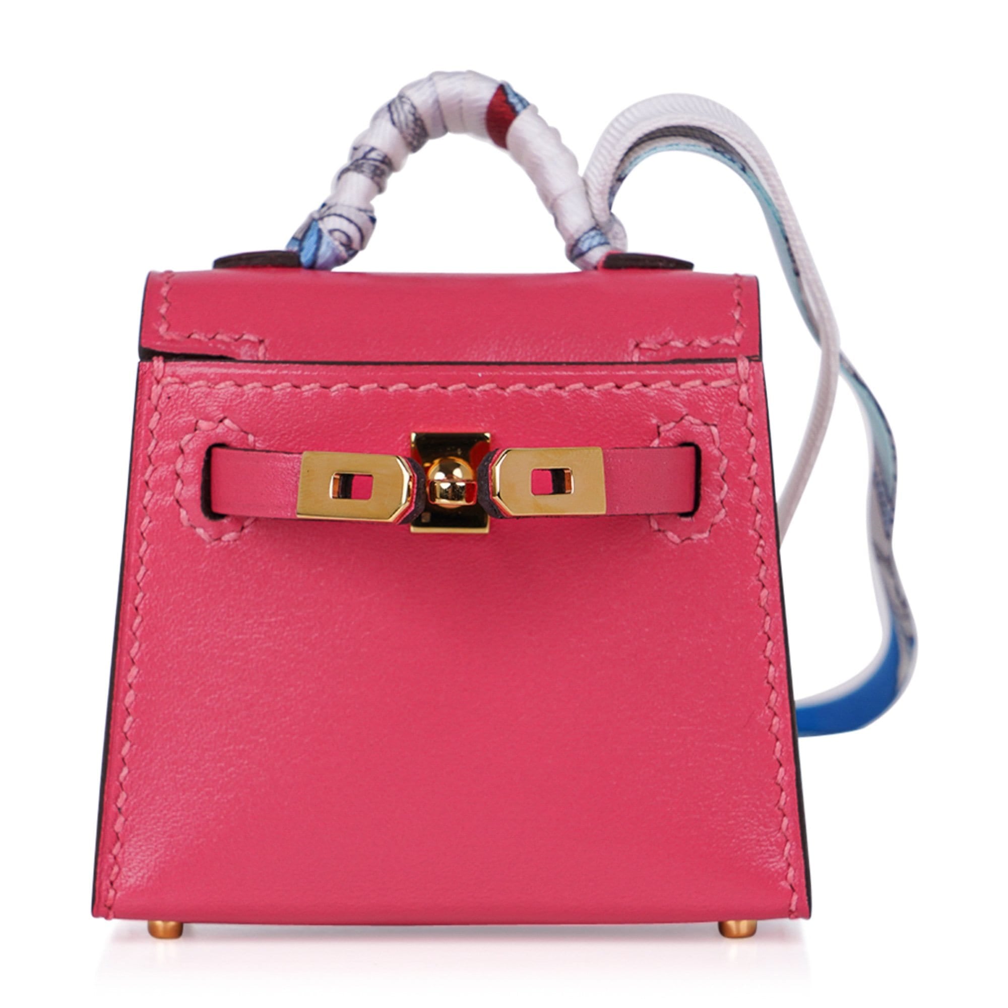 Hermes Kelly Twilly Bag Charm Rose Lipstick Gold Hardware New w/Box ...