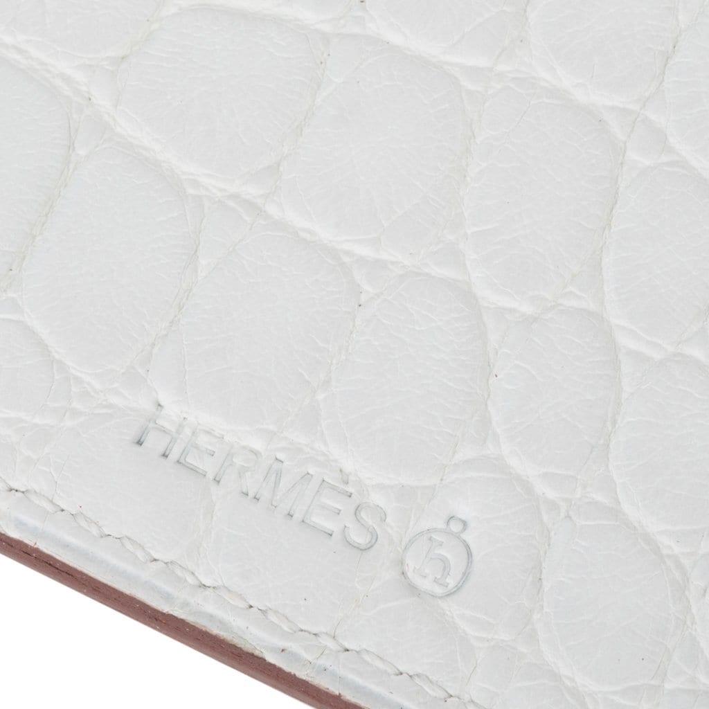 Hermes Lanyard Card Holder Graphite Matte Porosus Crocodile / Etoupe Epsom  Petit h