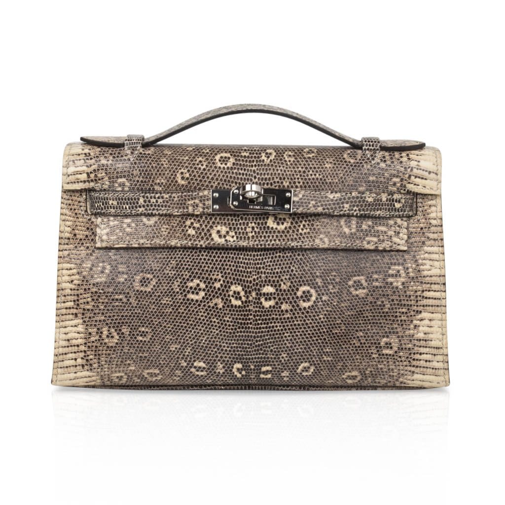 Hermes Kelly Pochette Bag Bleuet Ostrich Clutch Gold Hardware • MIGHTYCHIC  • 