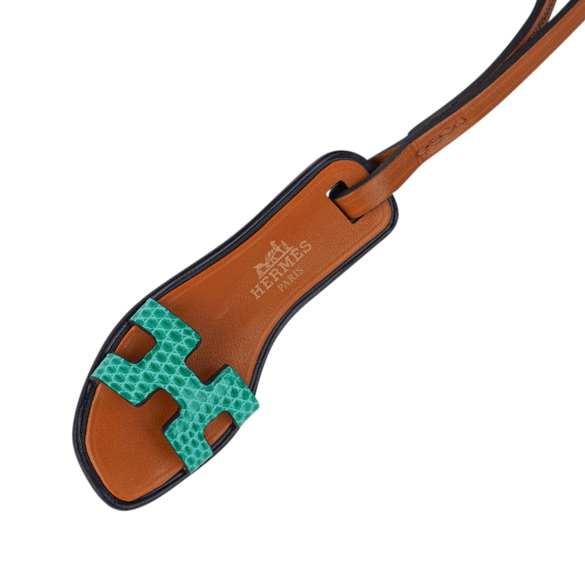 Hermes Oran Nano Bag Charm Green Lizard New w/ Box