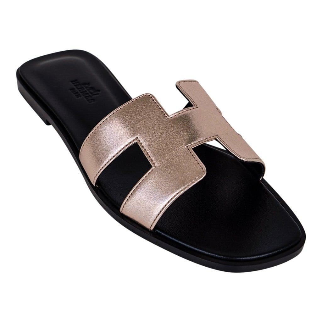 Size 38EU NEW Hermes Rose Pale Epsom Calfskin Oran Sandals w/ Receipt