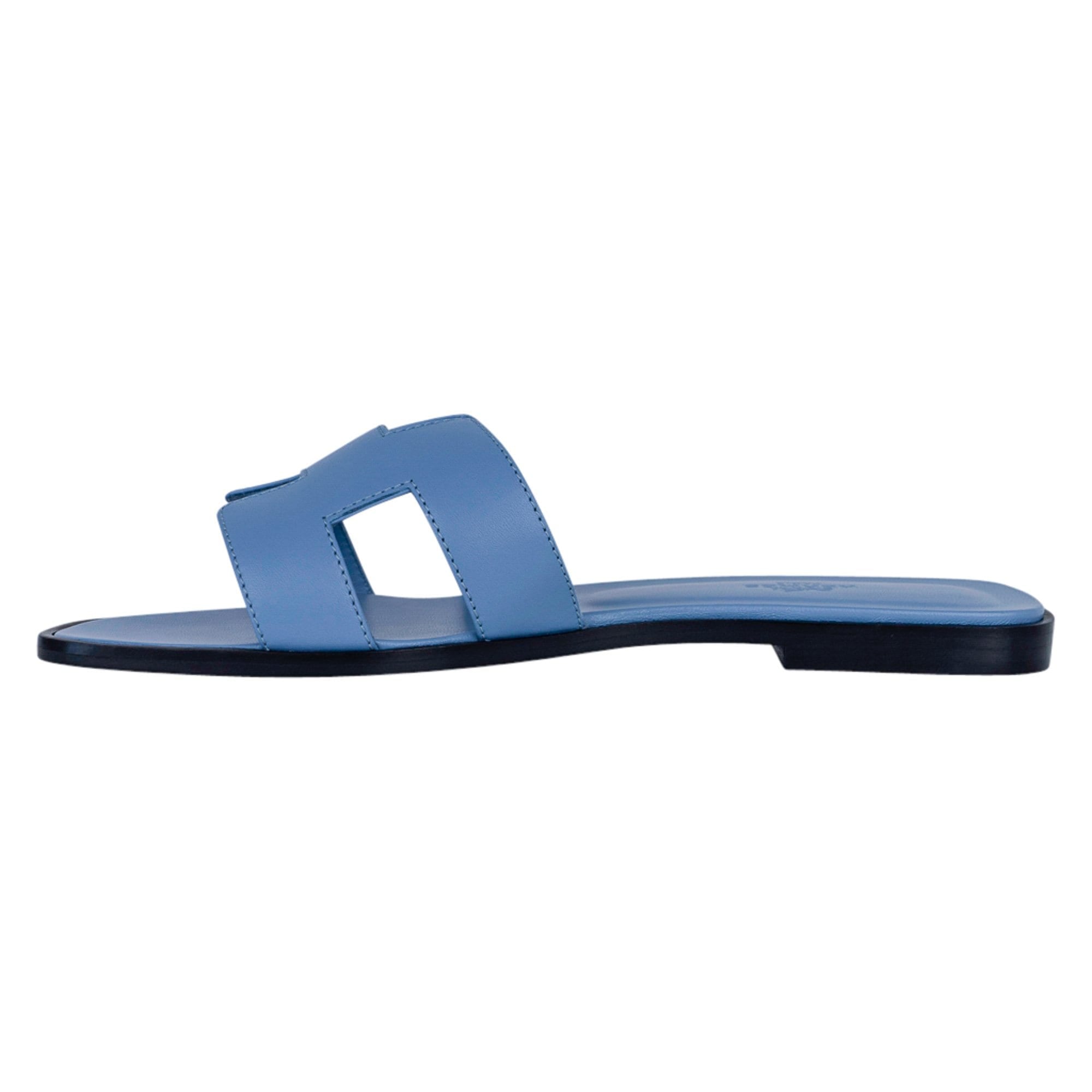 Hermes Oran Sandal Bleu Bleuet Calfskin 38 / 8 New w/Box