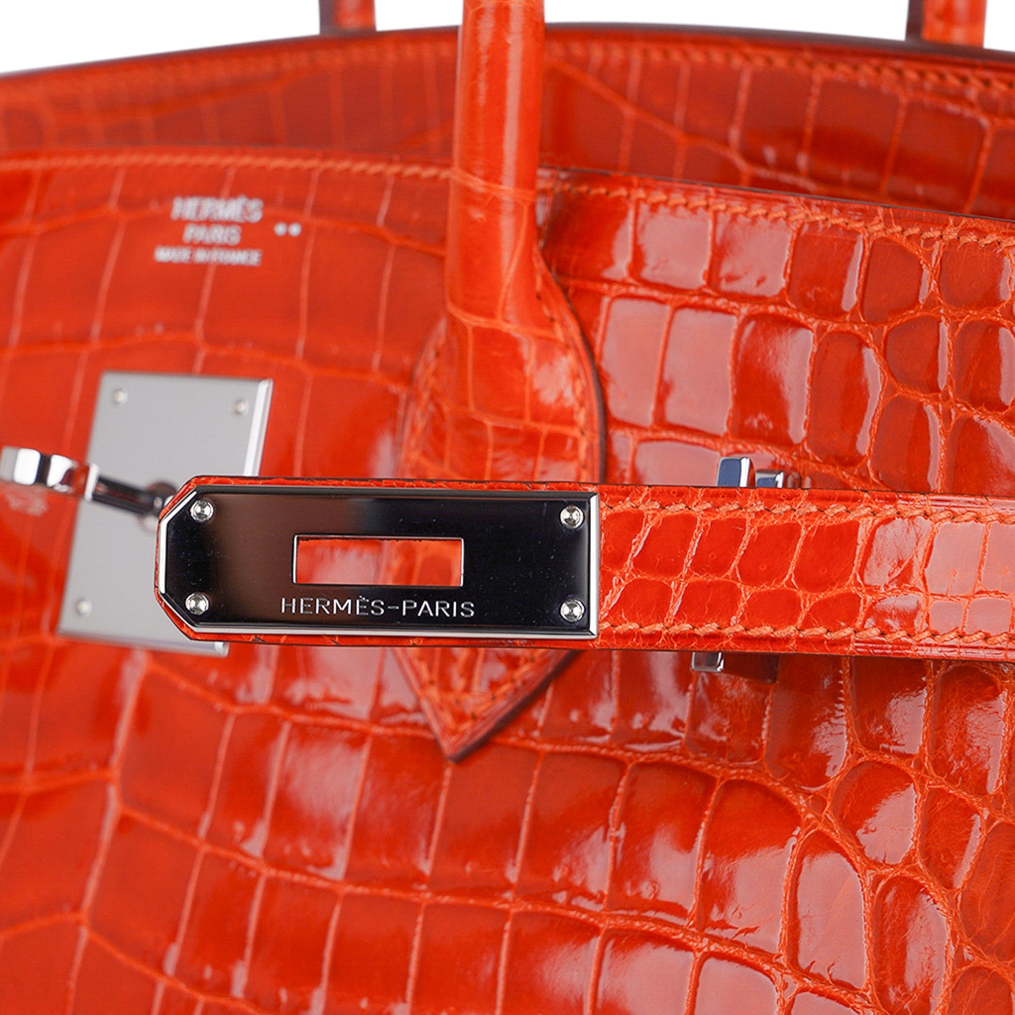 Hermes Birkin 30 Bag Orange Poppy Porosus Crocodile Gold Hardware –  Mightychic