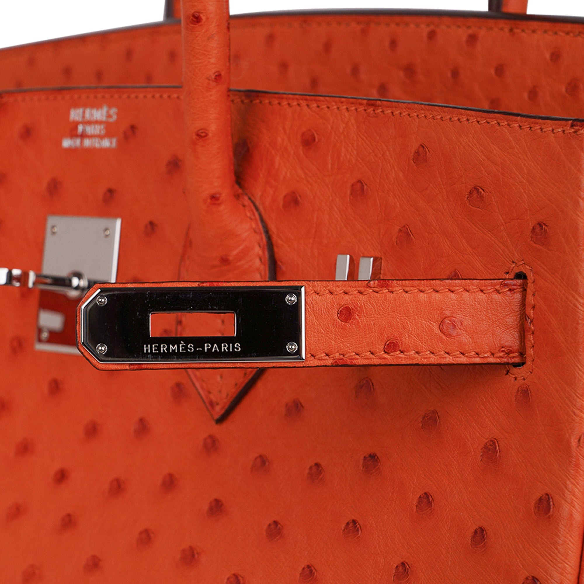 Hermes Birkin 35 Bag Tangerine Ostrich Palladium Hardware Rare – Mightychic