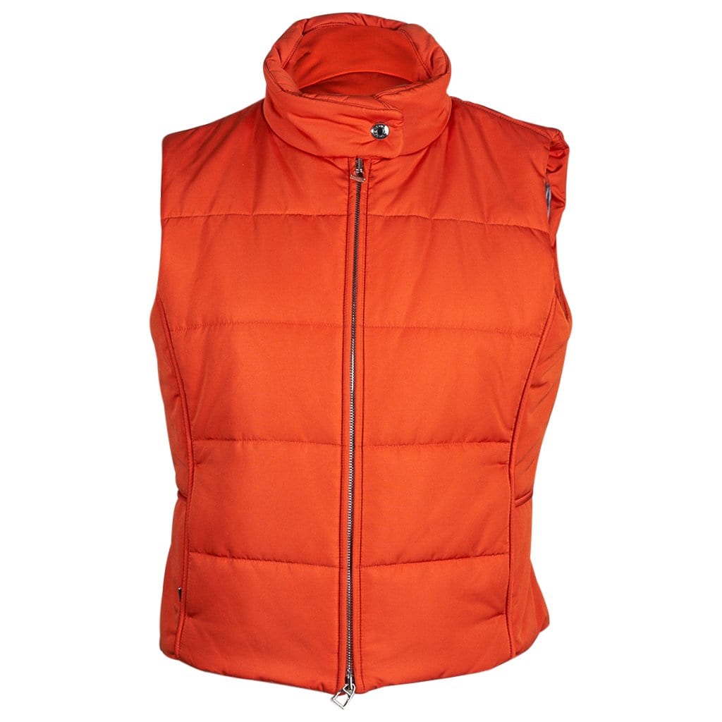 Hermes Unisex Sleeveless Jockey Orange Puffer Vest L