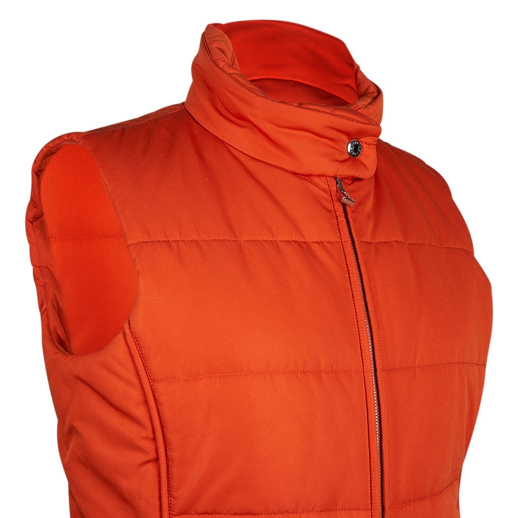 Hermes Unisex Sleeveless Jockey Orange Puffer Vest L New