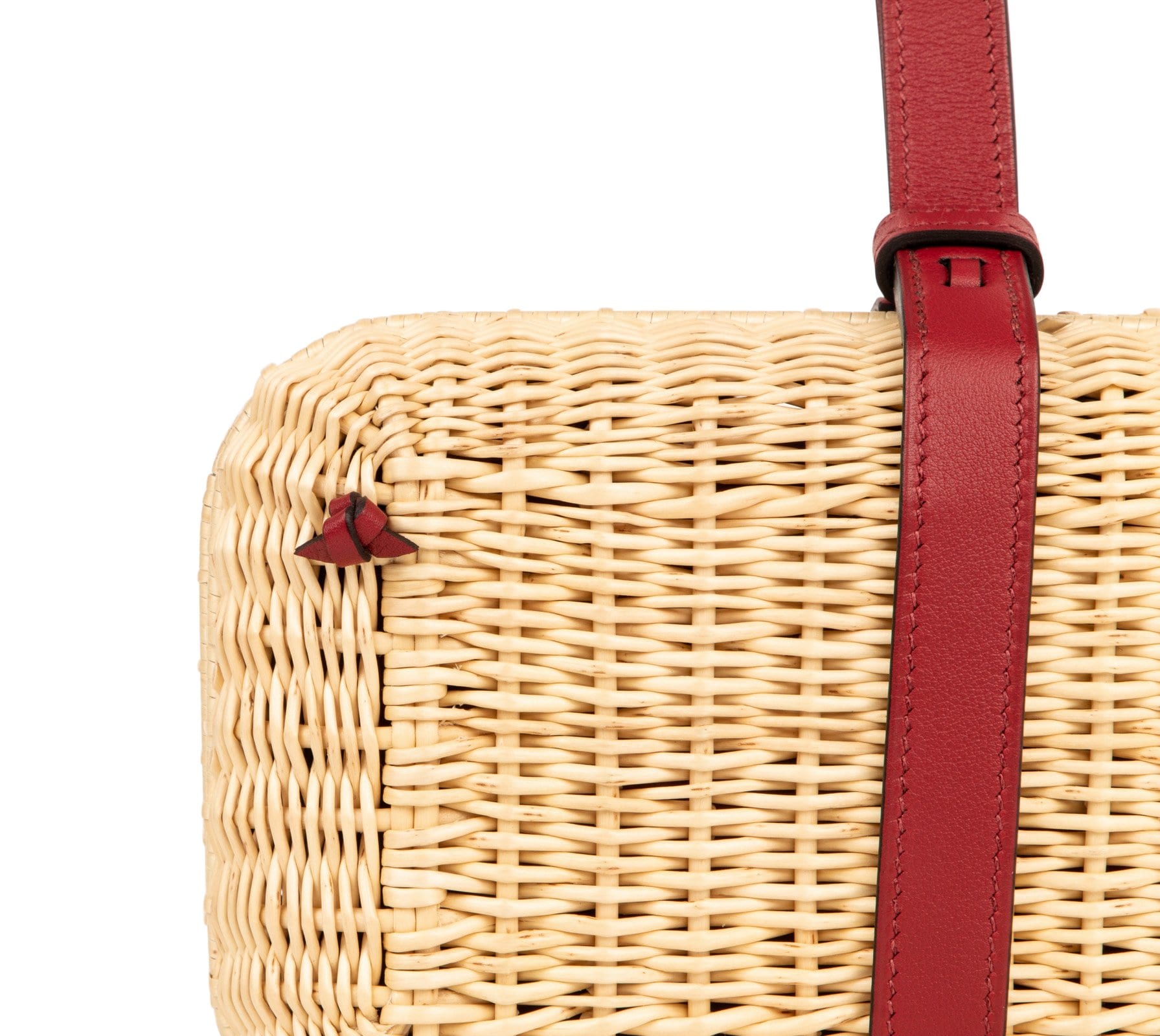 Hermes Bag Picnic Osier Wicker Clutch Rouge H New – Mightychic