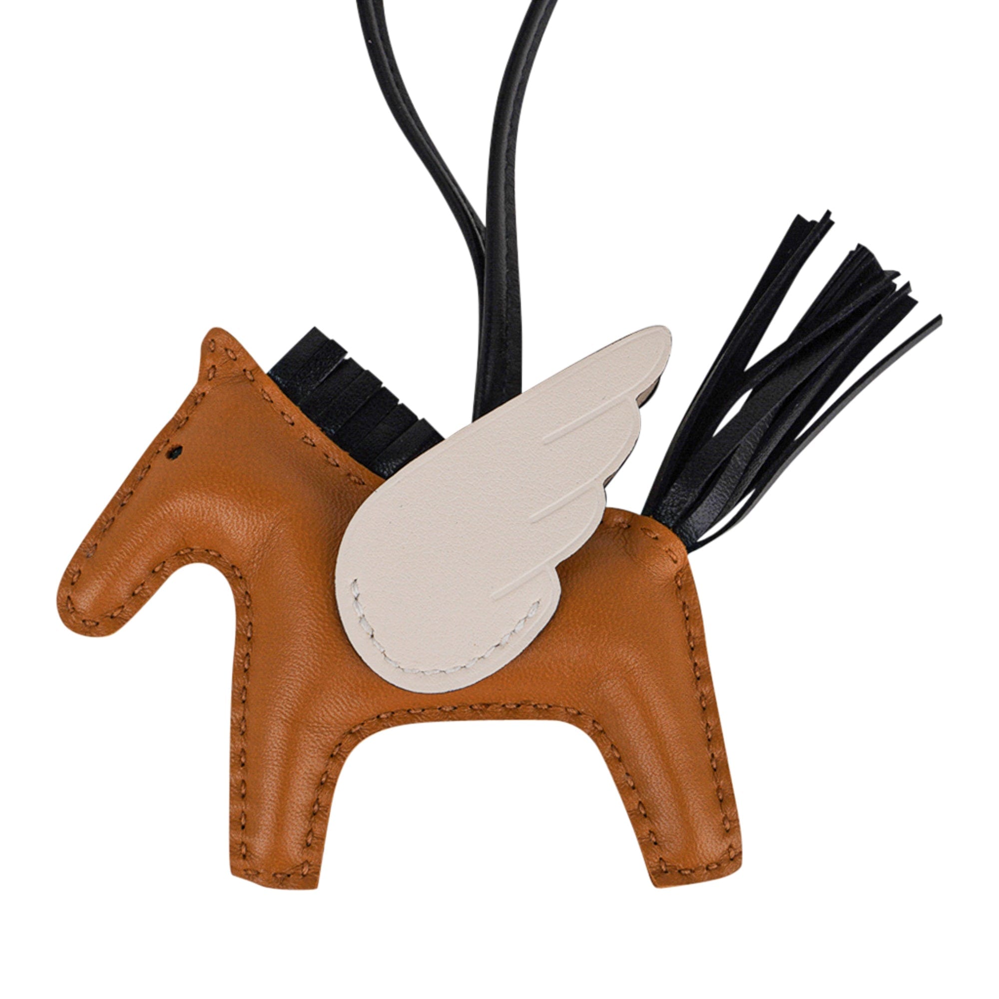 HERMES Milo Lambskin Grigri Rodeo Pegase Horse Bag Charm PM Sesame Black  Nata 1267078