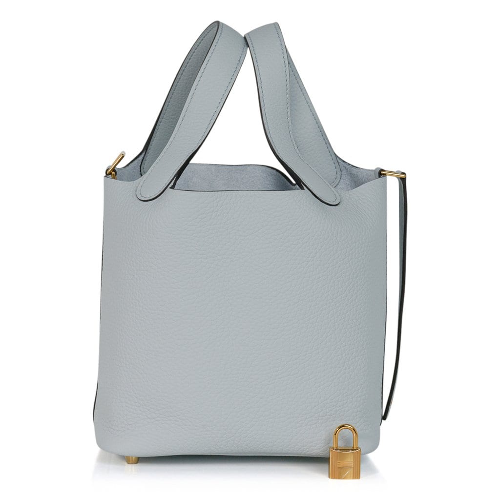 Hermes Picotin Lock 18 Tote Bag in Bleu Pale Clemence with Gold Hardware -  ShopStyle