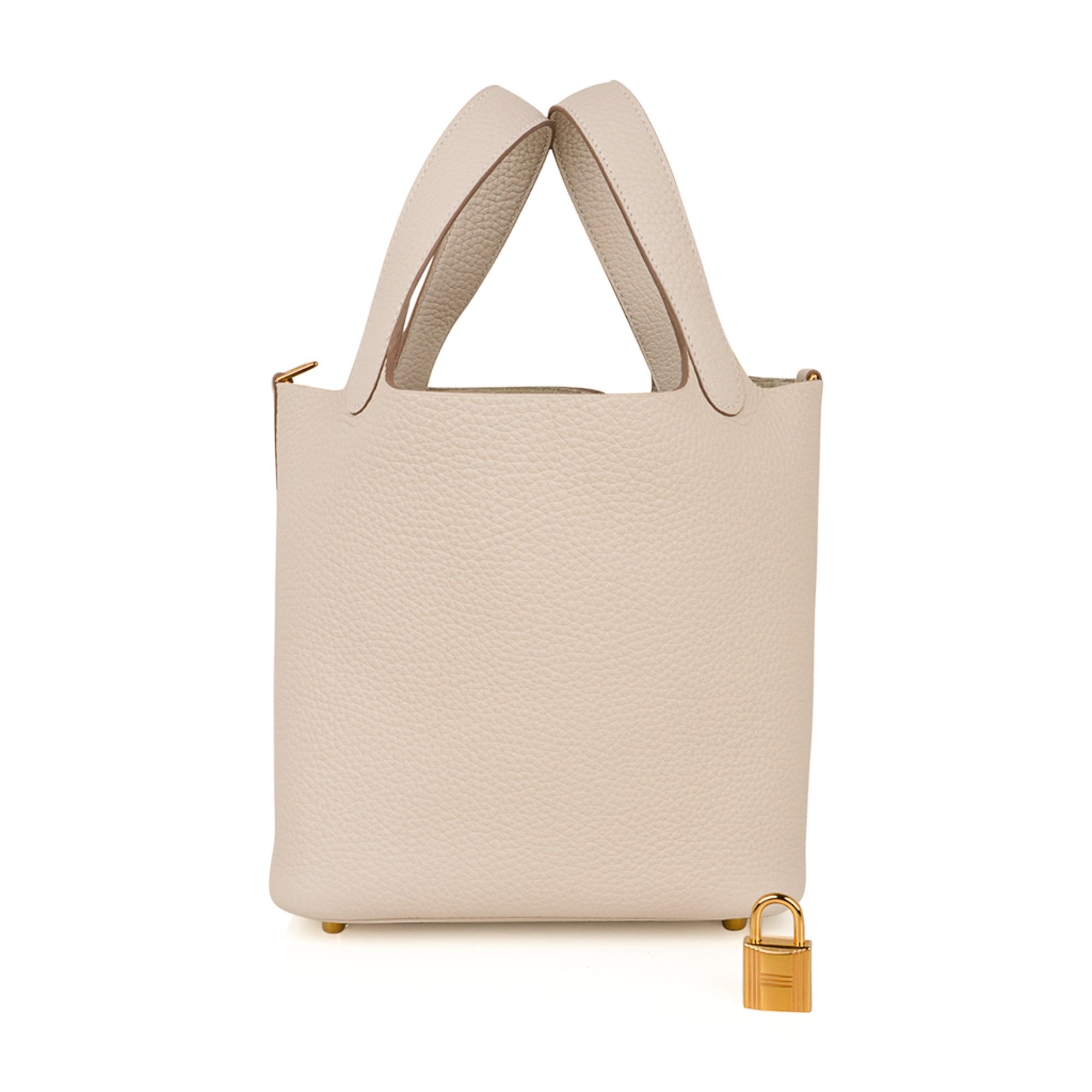 Hermes Lock 18 Bag Craie Gold Hardware Clemence Leather – Mightychic