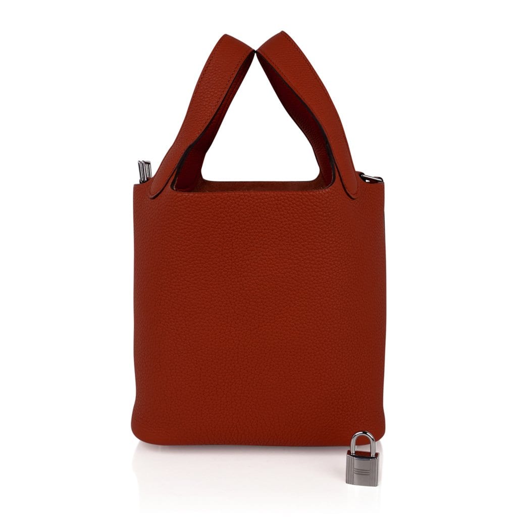 Hermes Picotin Lock 18 Bag In Orange Clemence Leather 