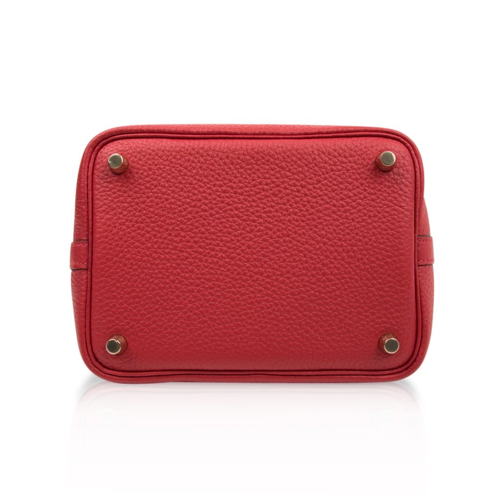 Hermes Picotin Lock bag PM Rouge casaque Clemence leather Silver hardware