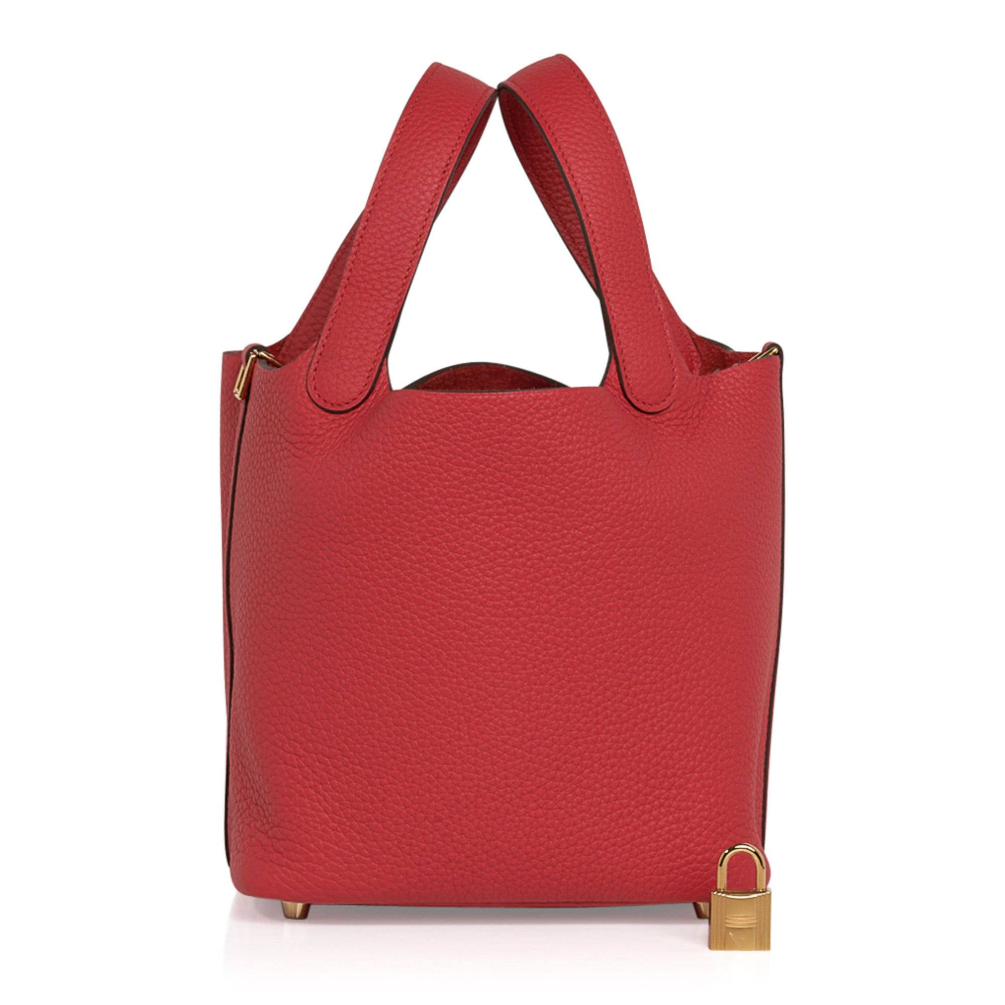 Hermes Picotin Lock 18 Bag Rouge Tomate Tote Clemence Gold