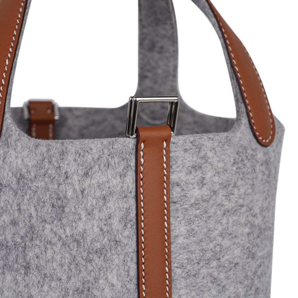 Hermes Picotin Lock Touch 18 Gray Feutre / Barenia Leather Tote Bag Ne –  Mightychic