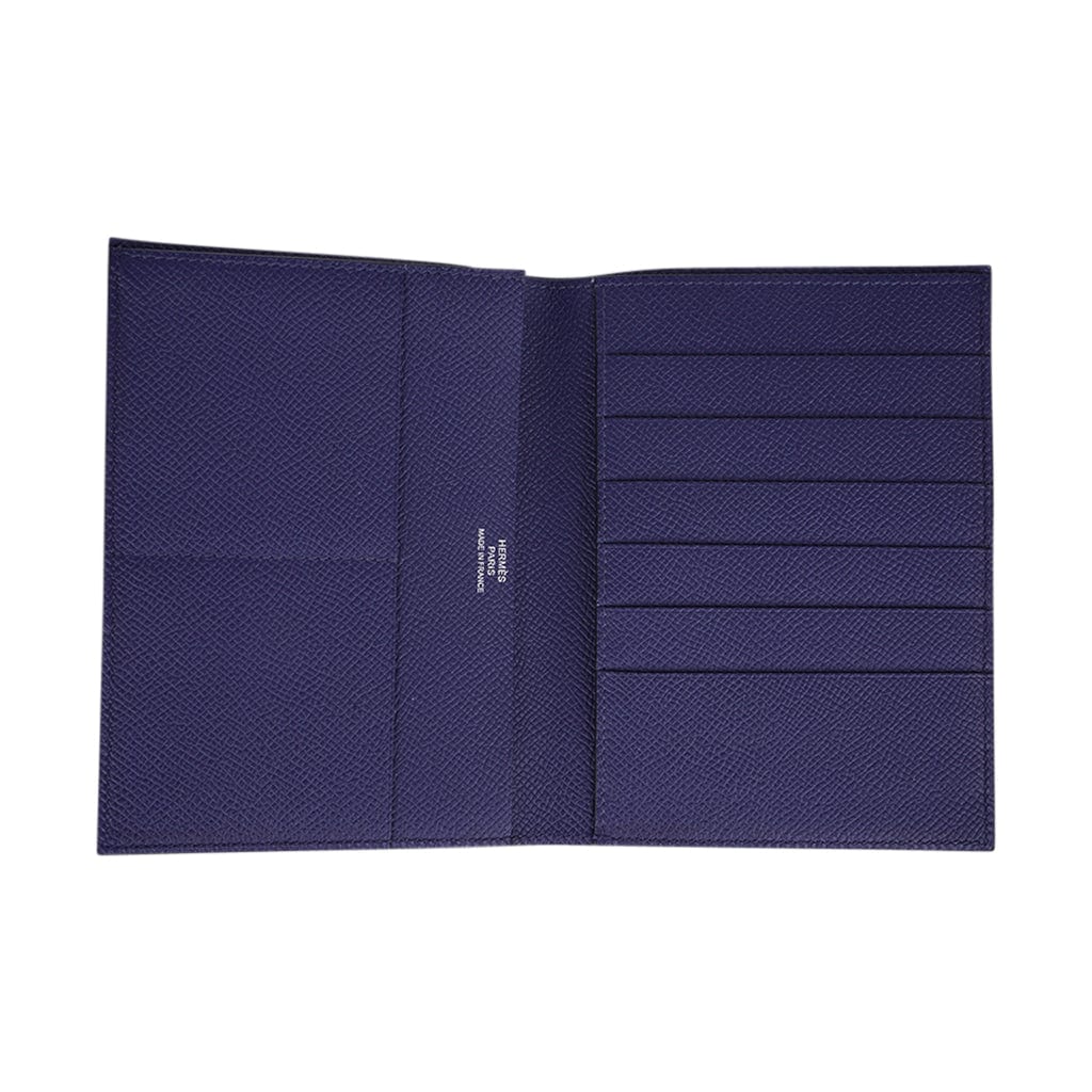Hermes Portefeuille Mc2 Socrate Wallet Blue Sapphire Epsom Leather New w/Box