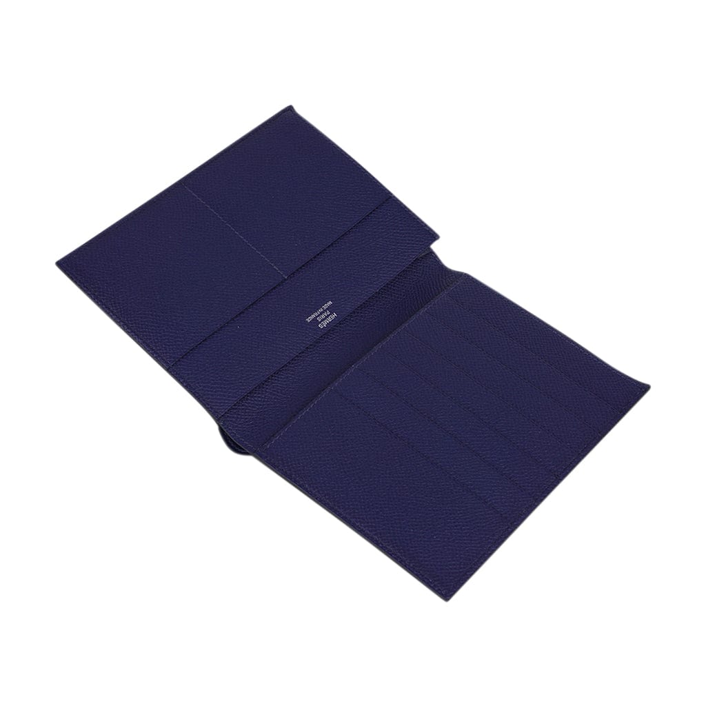 NEW Hermes Bearn Epsom Bleu Sapphire Card Holder Wallet