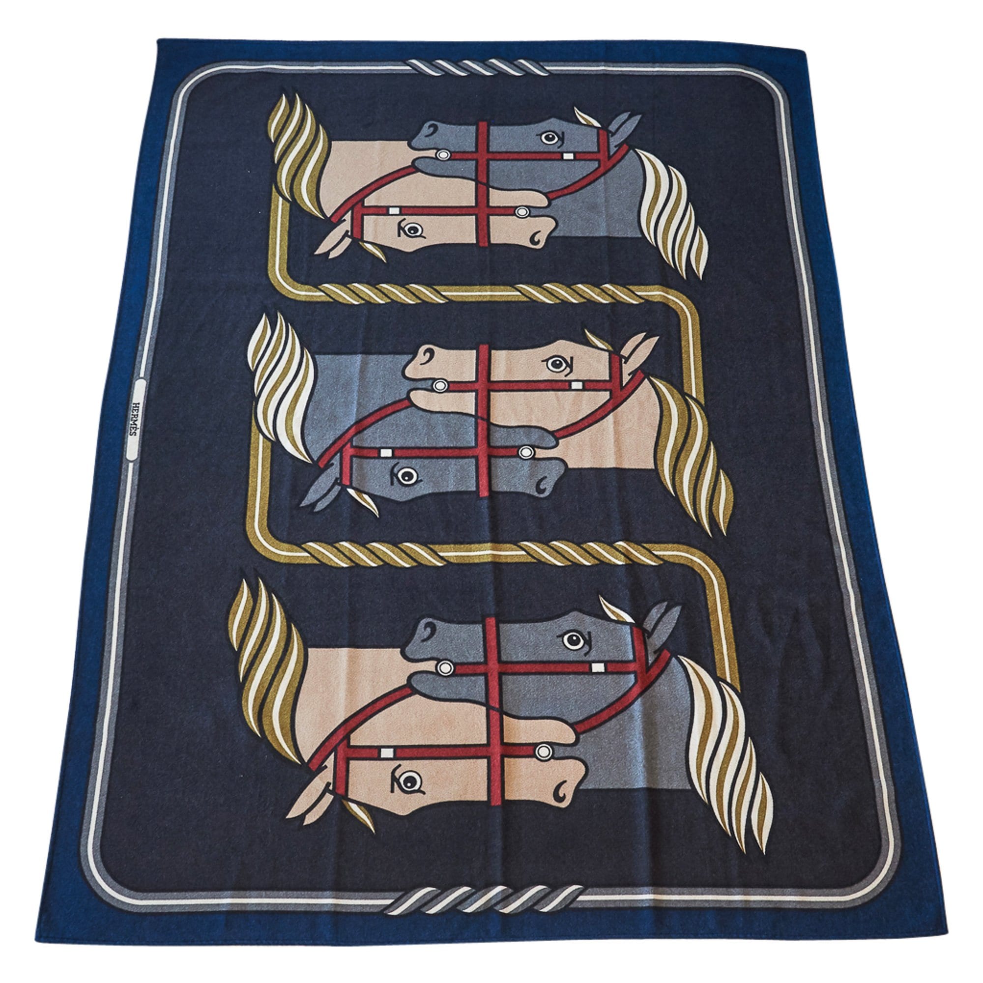 Hermes Blanket Quadrige Limited Edition Blue Rare Find New
