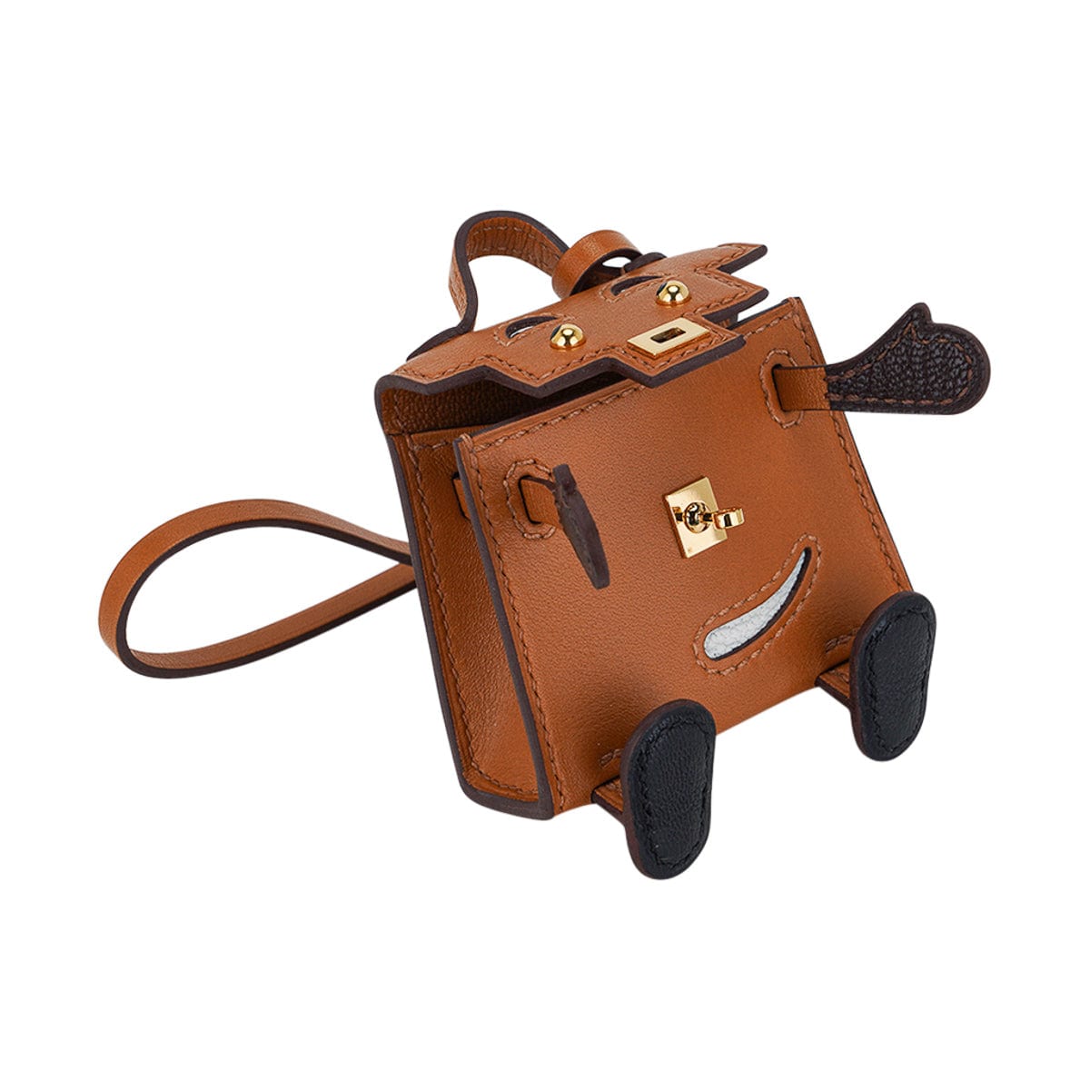 Hermes Kelly Idole Quelle Mini Bag Charm Sable Gold Hardware