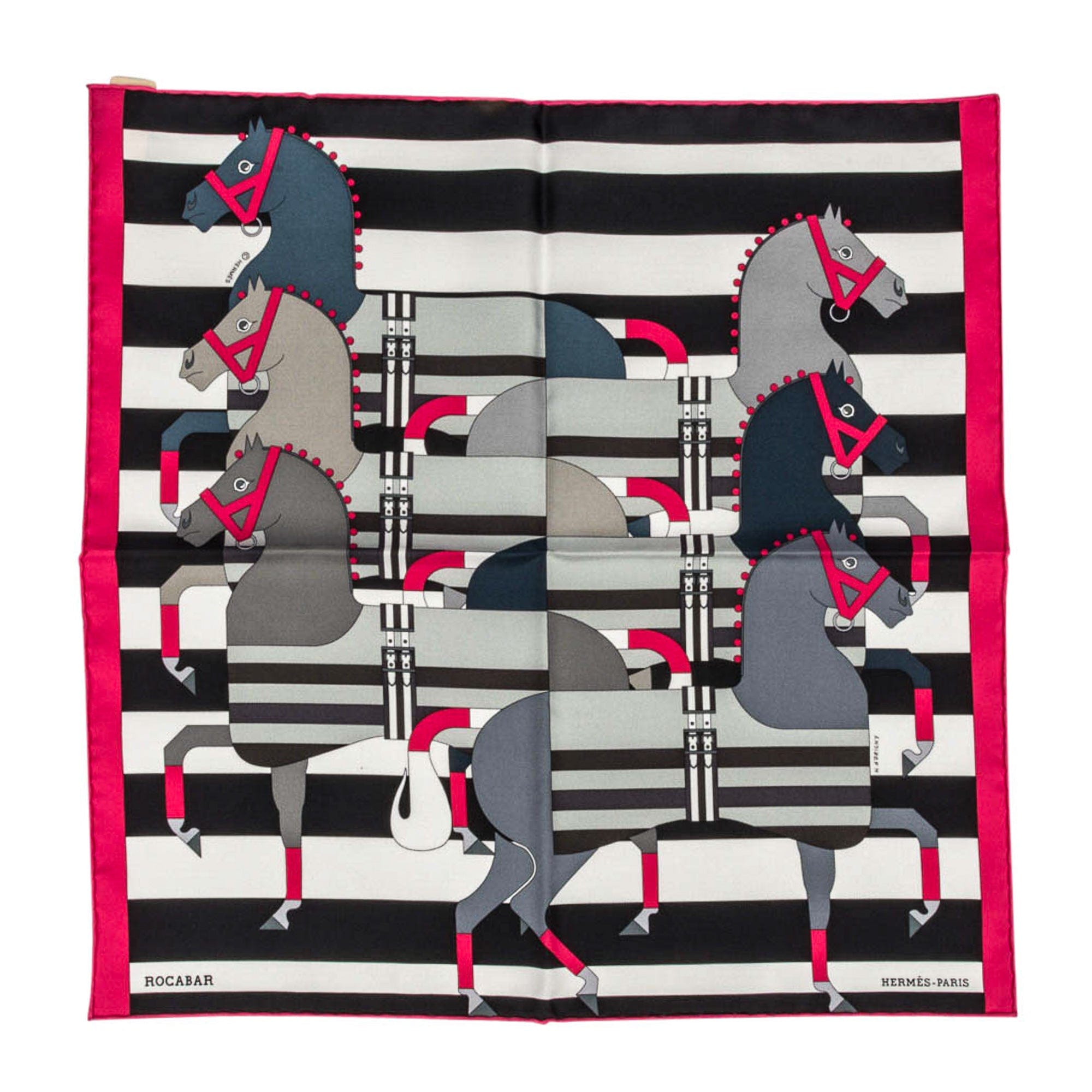 Authentic Hermes Rocabar Long Cashmere Stole Silk Scarf Equestrian