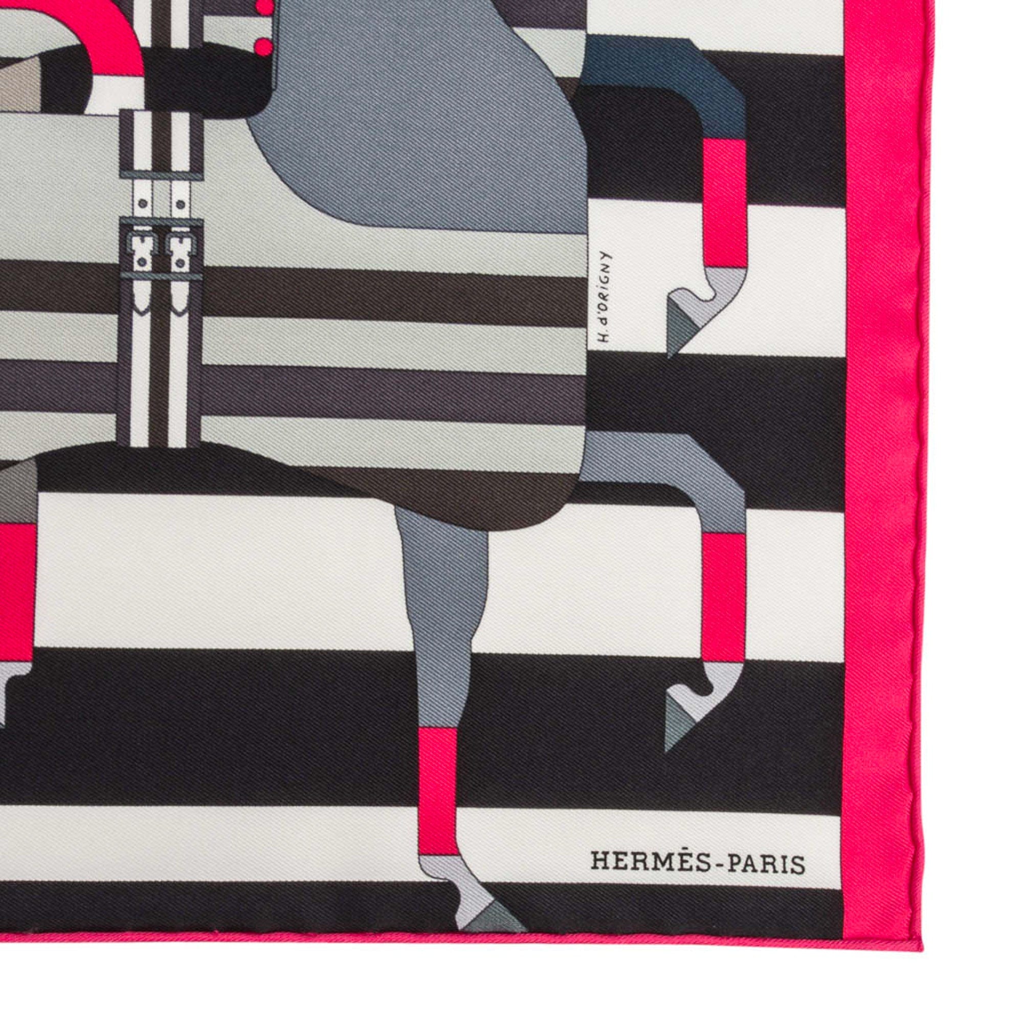 CELINE Paris - French Luxury brand silk scarf w/ tiny hearts pink grey -NWT