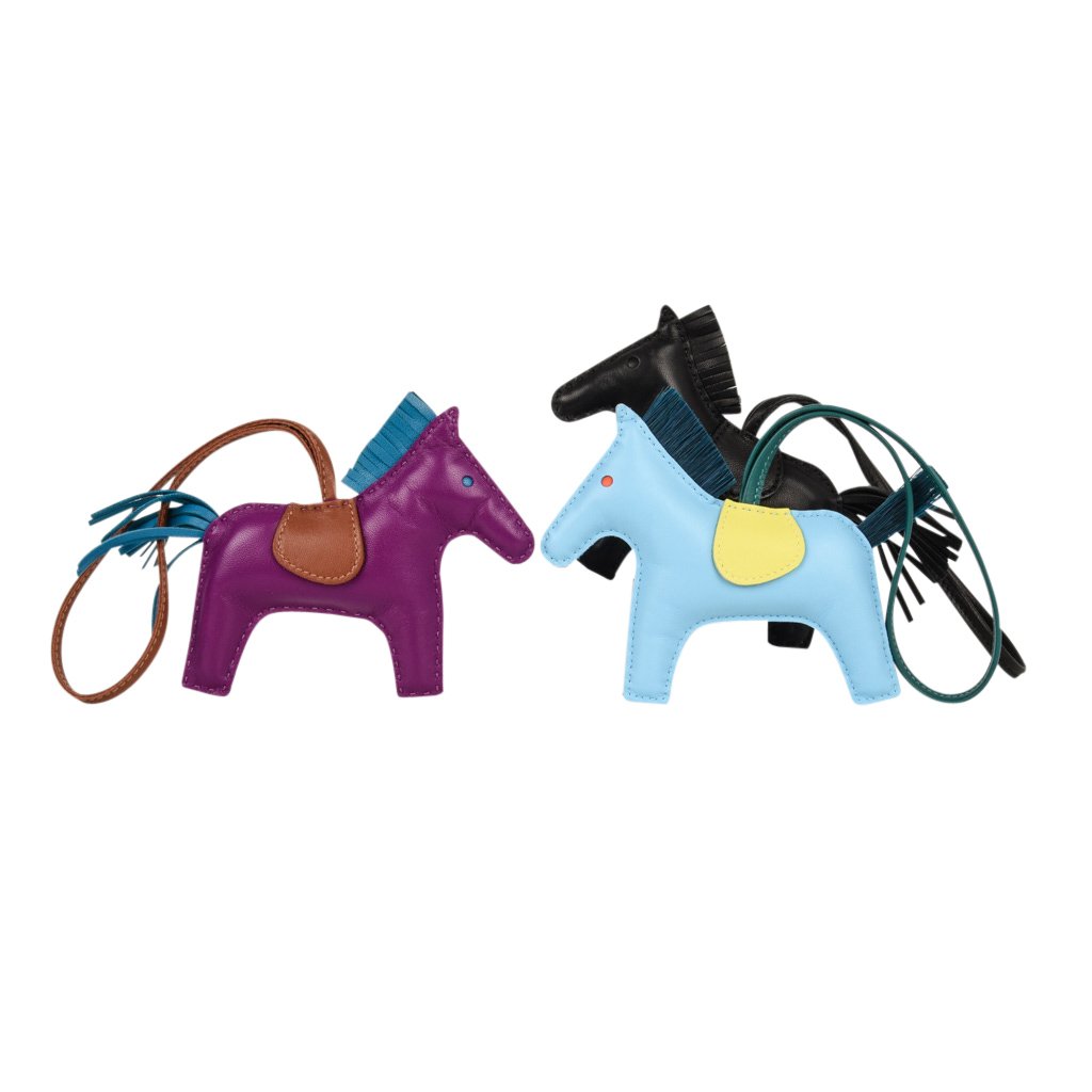 Hermes, Accessories, Authentic Hermes Horse Rodeo Charm Mm Strap Bag Charm  Anyo Miro Pink X Blue