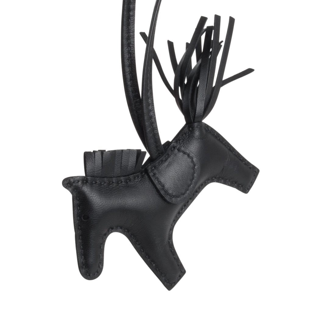 Hermes [45] Black/Black Milo Accessoire de Sac Rodeo PM Horse Bag Charm,  BNIB!